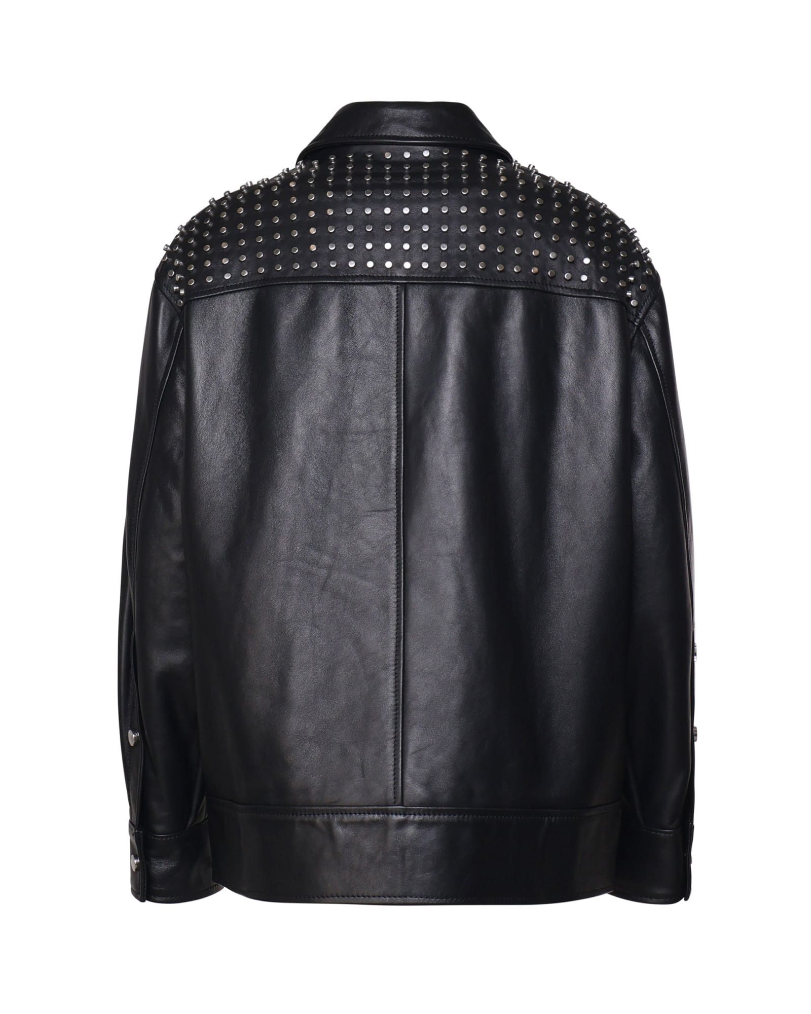 Shop Dondup Leather Biker With Studs In Black