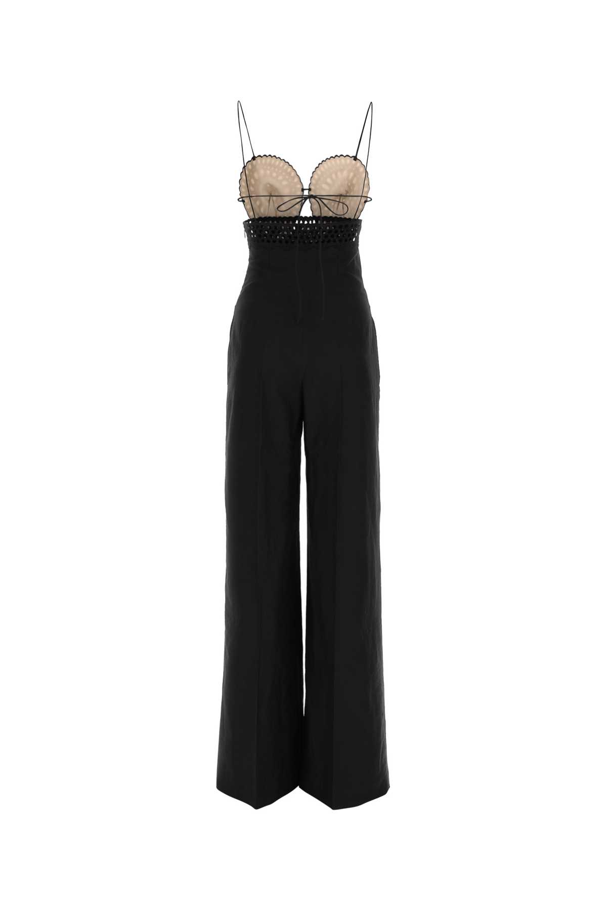 Shop Stella Mccartney Black Linen Blend Jumpsuit In 1000