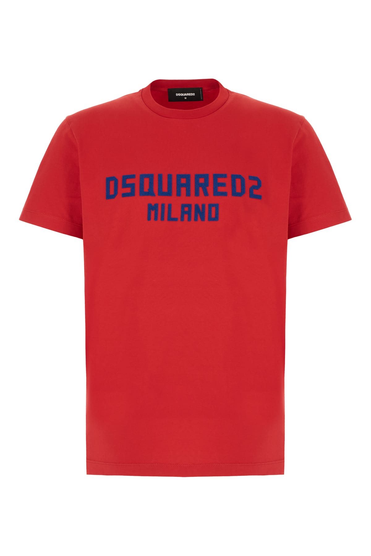 Dsquared2 Red Crewneck T-shirt With Logo Lettering On The Front In Cotton Man In White