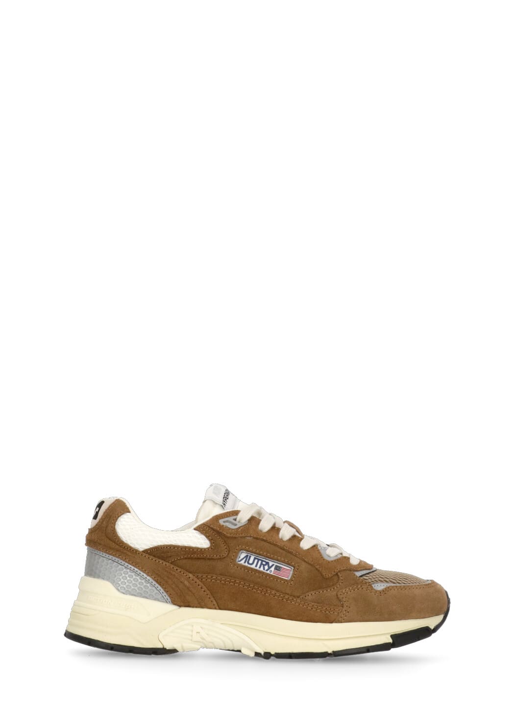 Autry Hyperway Sneakers In Mesh And Suede Cigar And Silver In Multi