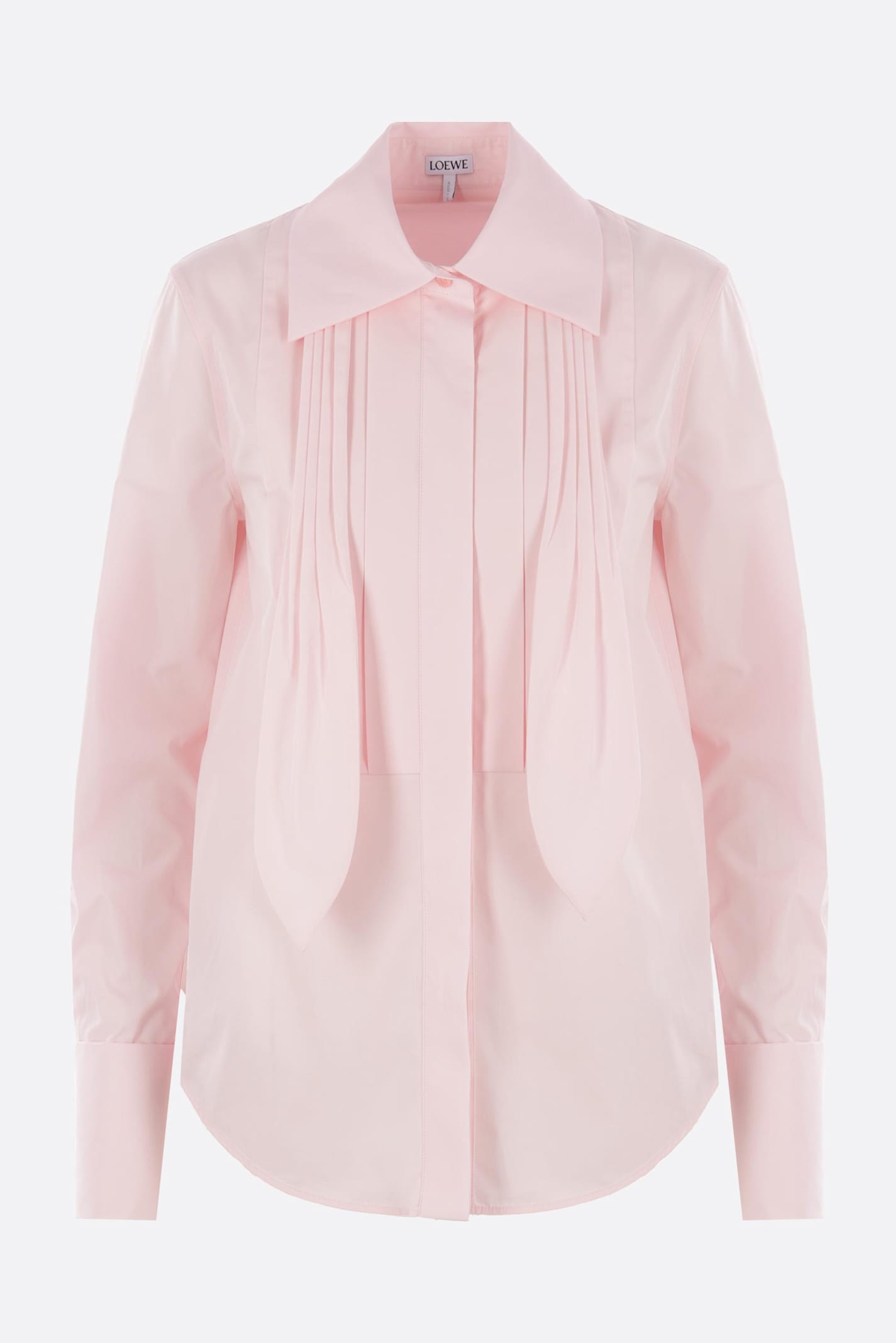 Loewe Poplin Shirt With Pleated Neck Tie In Pink