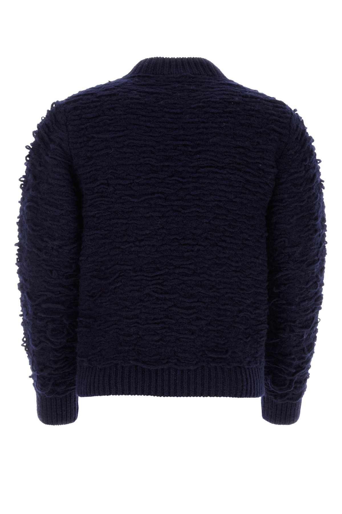 Shop Dries Van Noten Navy Blue Wool Sweater