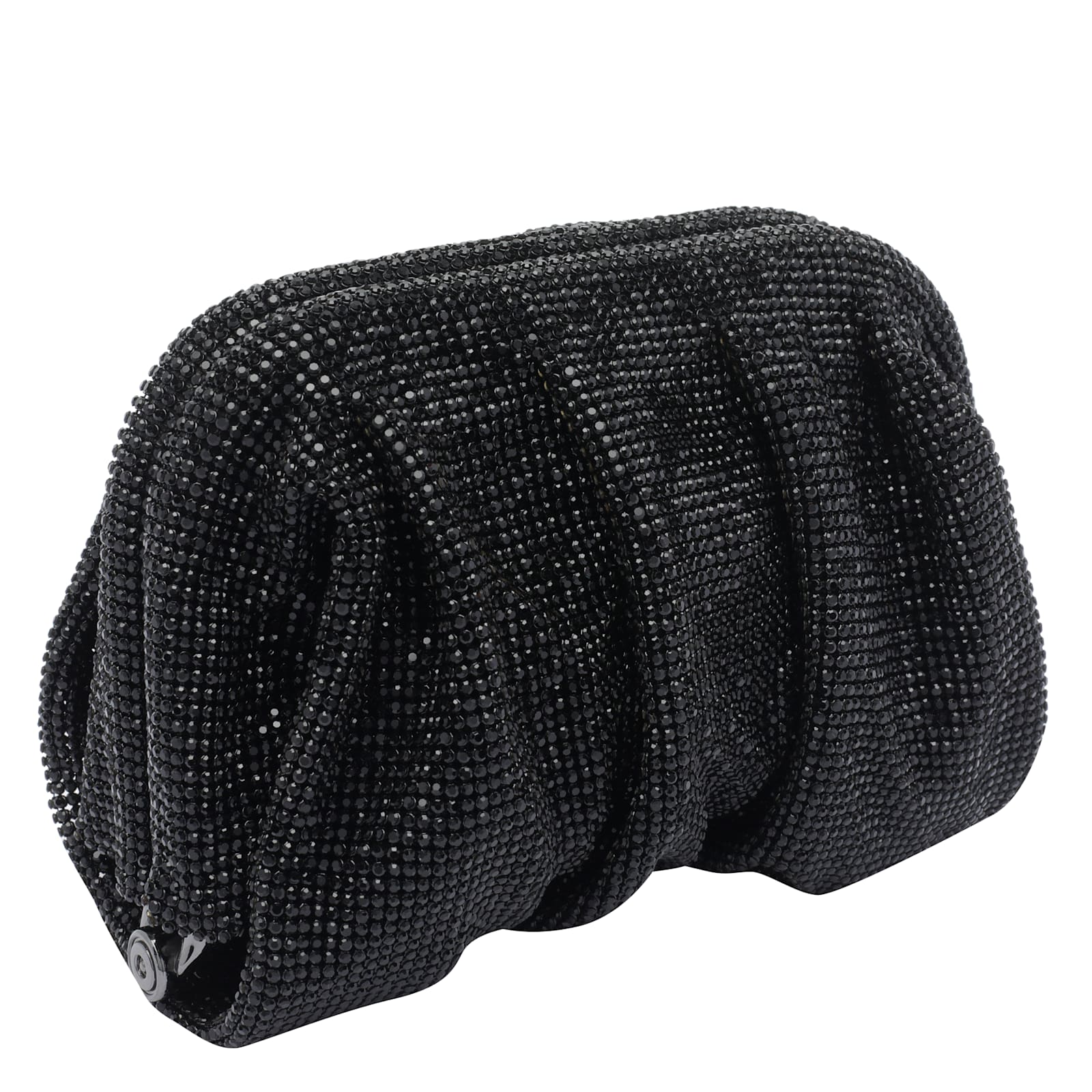 Benedetta Bruzziches Rhinestone And Satin Venus La Petite James Bond Pochette In Black