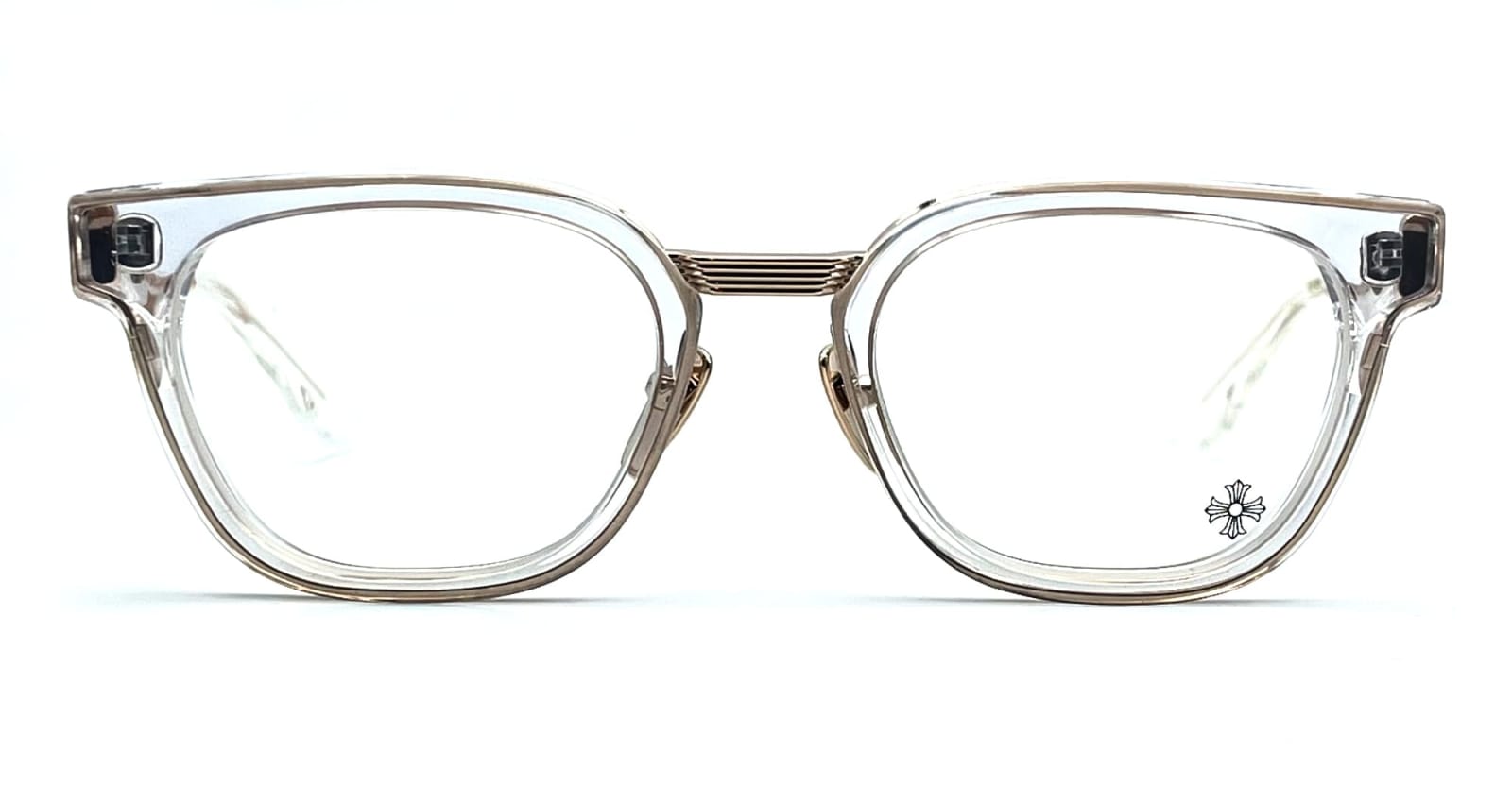 Shop Chrome Hearts Duck Butter - Cristal / Gold Rx Glasses In Crystal