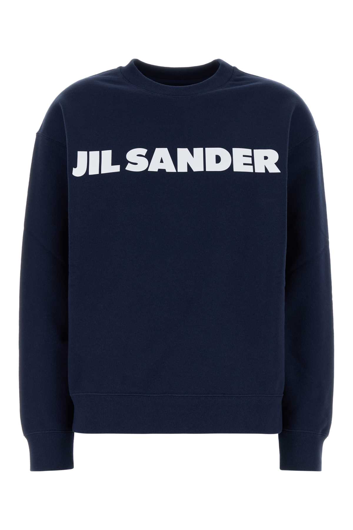 Jil Sander Navy Blue Cotton Sweatshirt In Blue