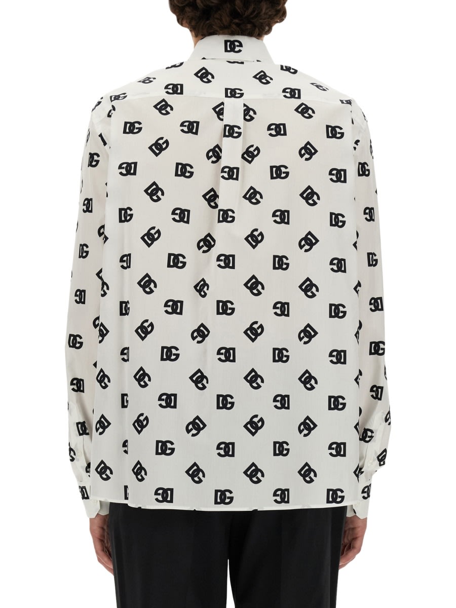 Shop Dolce & Gabbana Dg Logo Shirt All Over In Bianco Nero