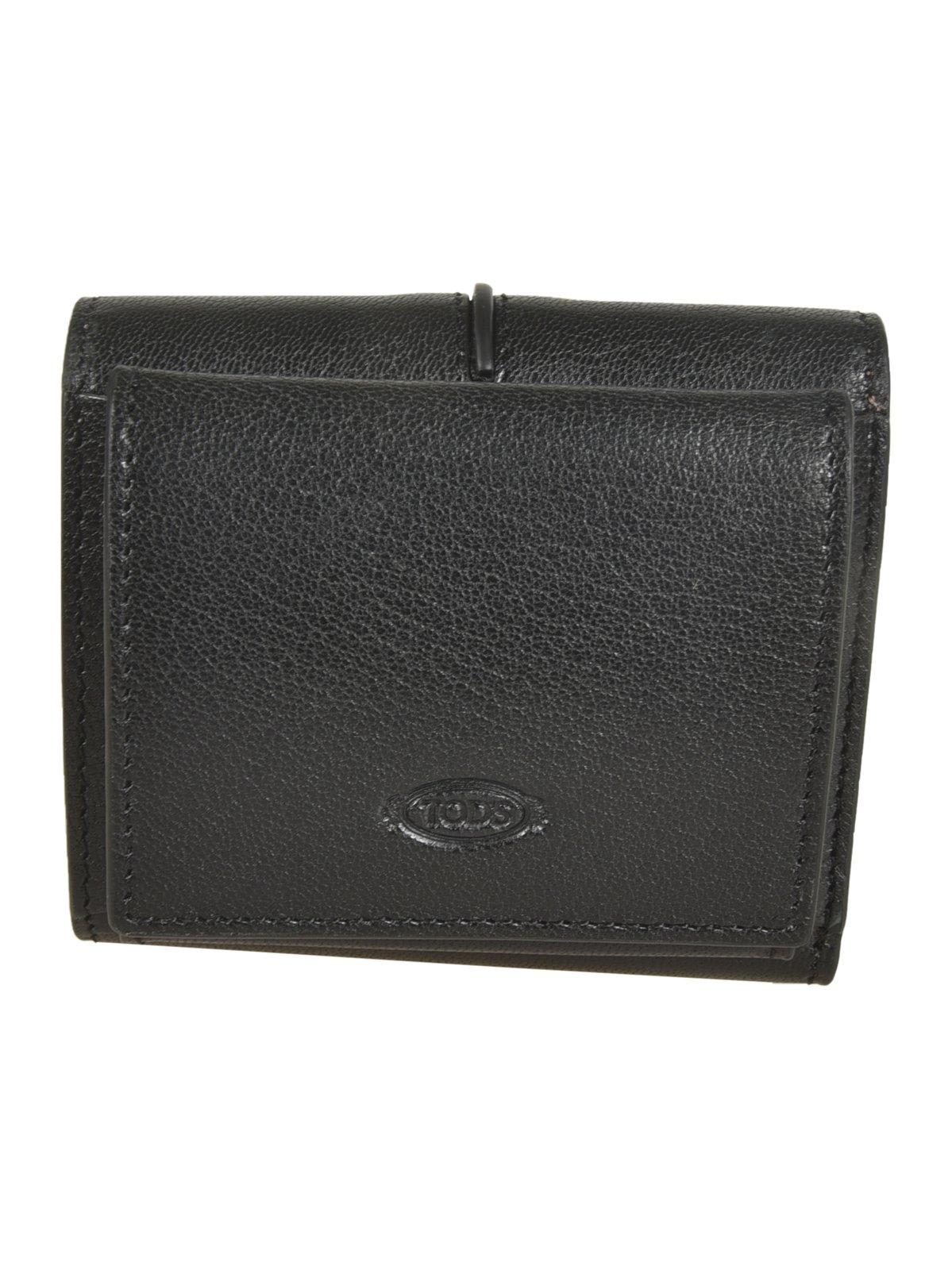 Shop Tod's T Timeless Tri-fold Wallet In Black