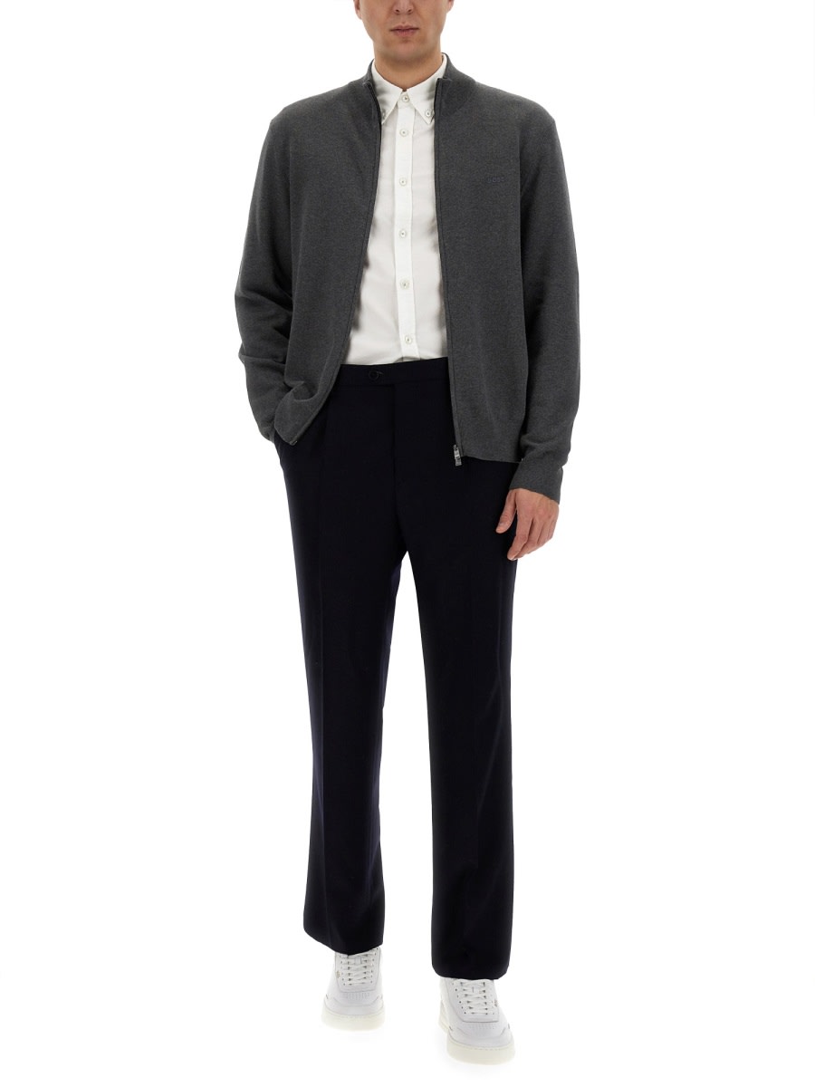 Shop Hugo Boss Shirt With Zip. In Grey