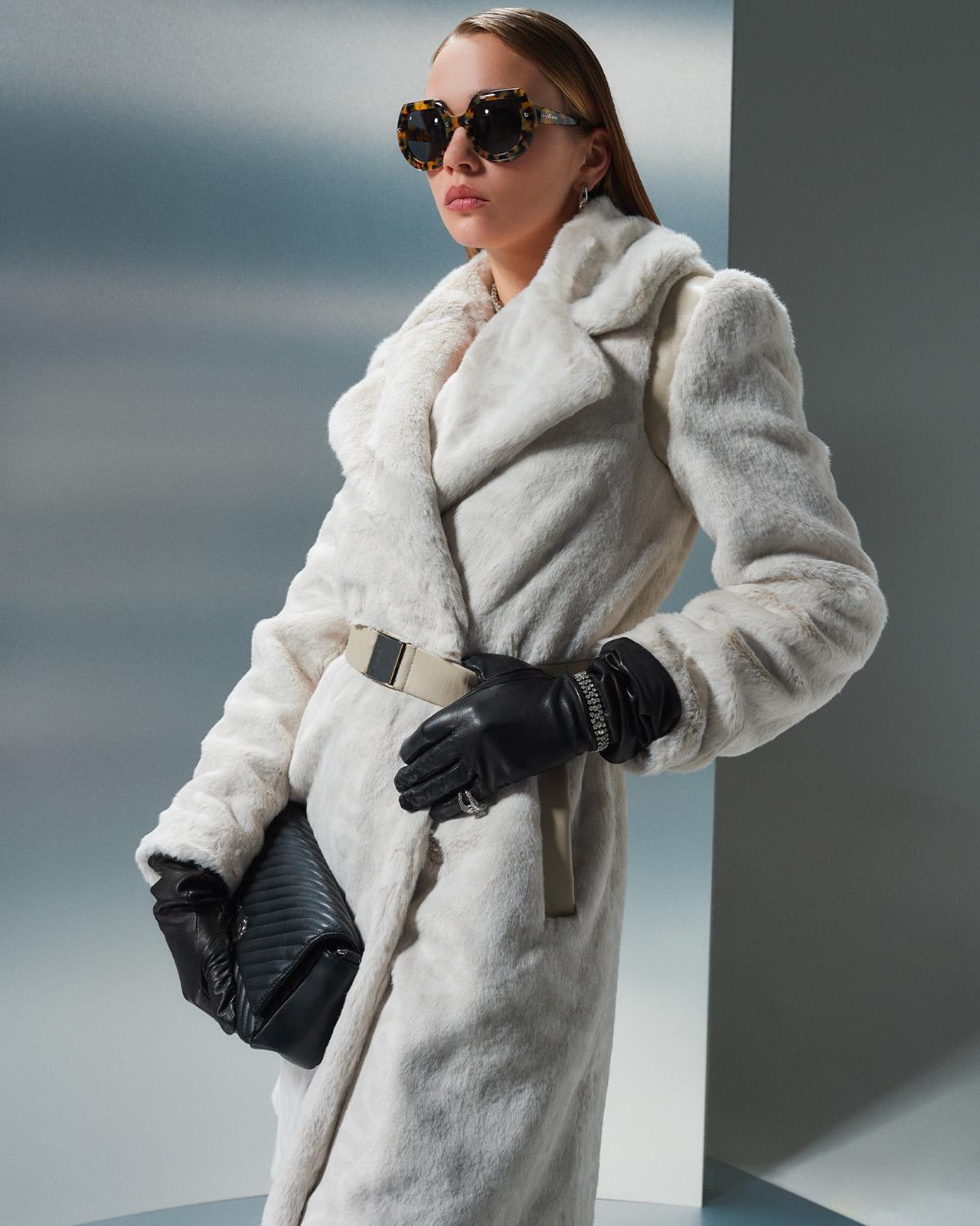 Shop John Richmond Long Fur Coat With Lapels In Fantasia