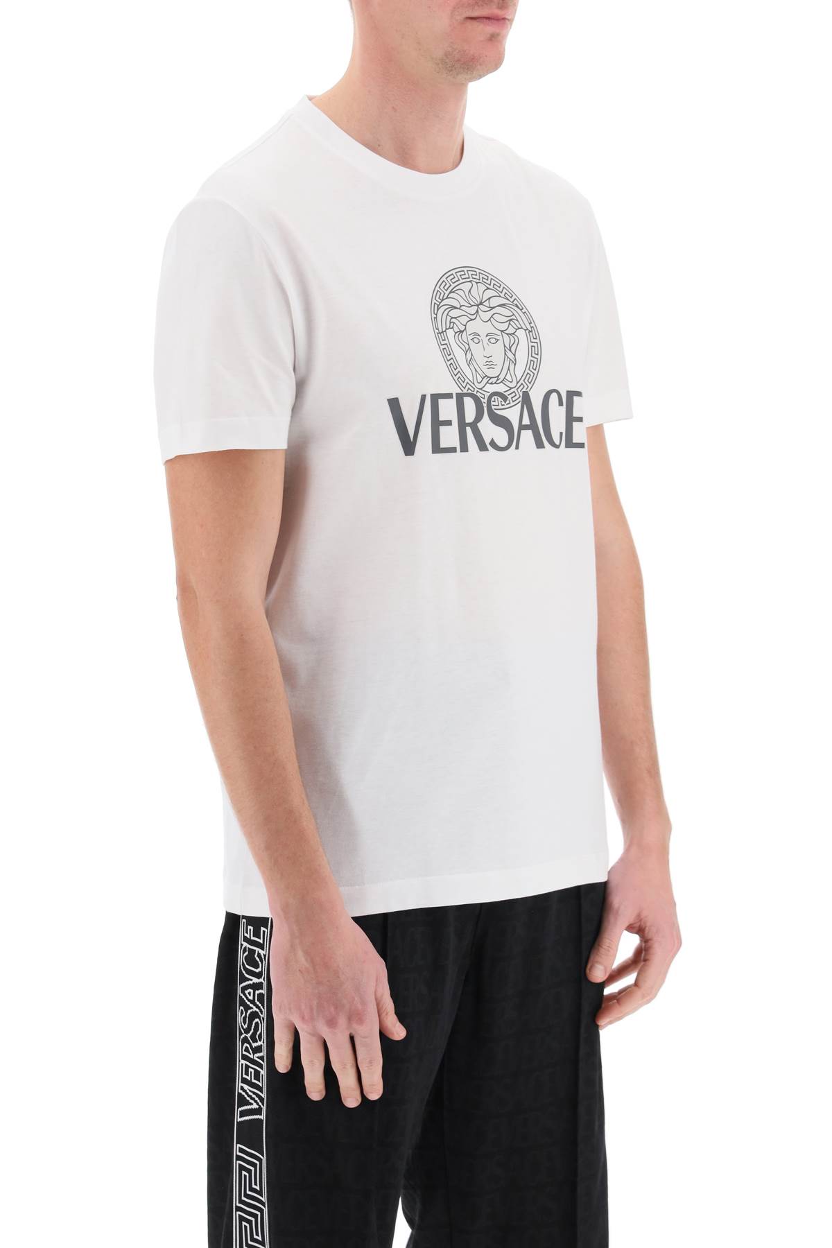 Versace Jersey Cotton T-shirt With Iconic Print In White