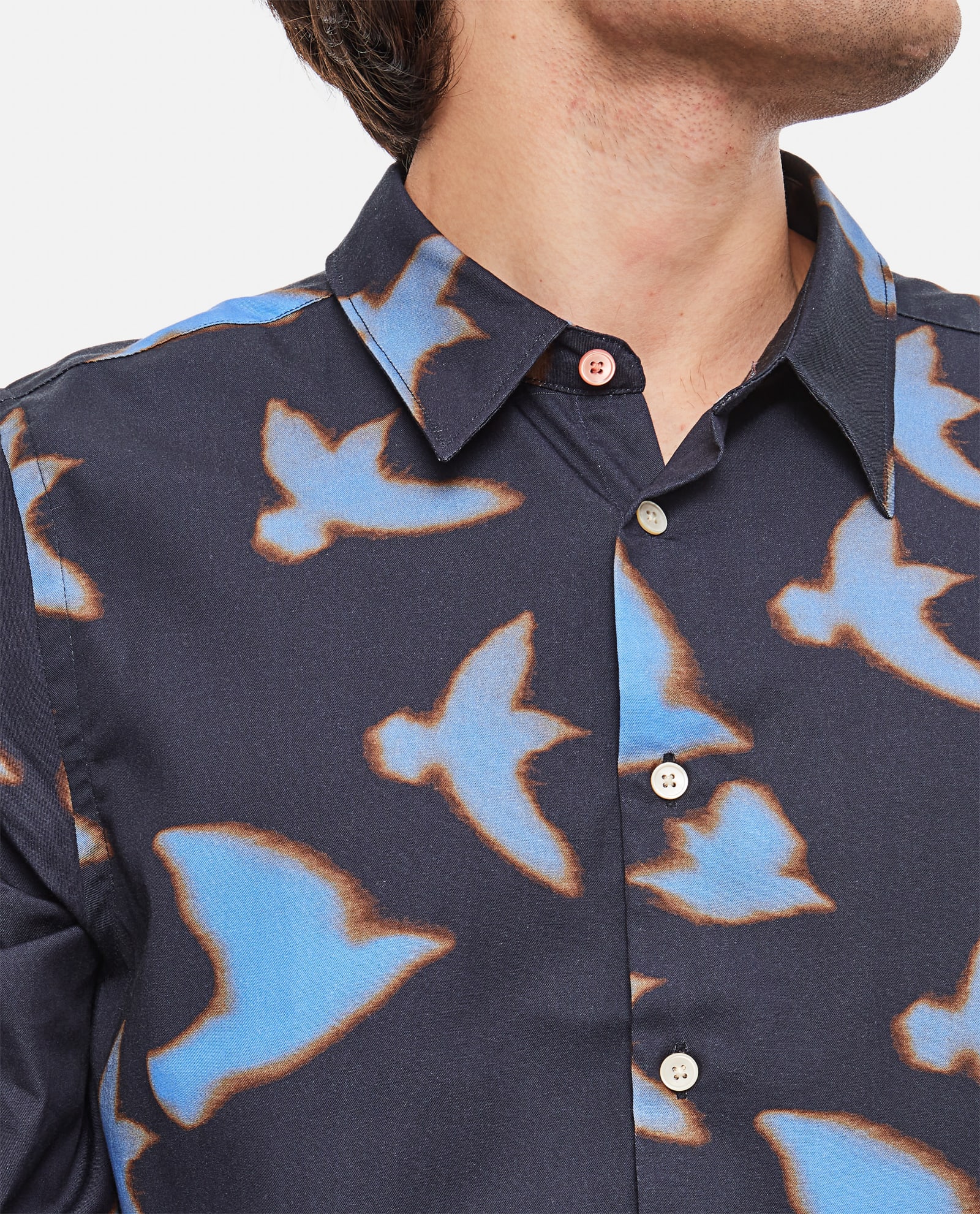 Shop Paul Smith Shadow Birds Shirt In Blue