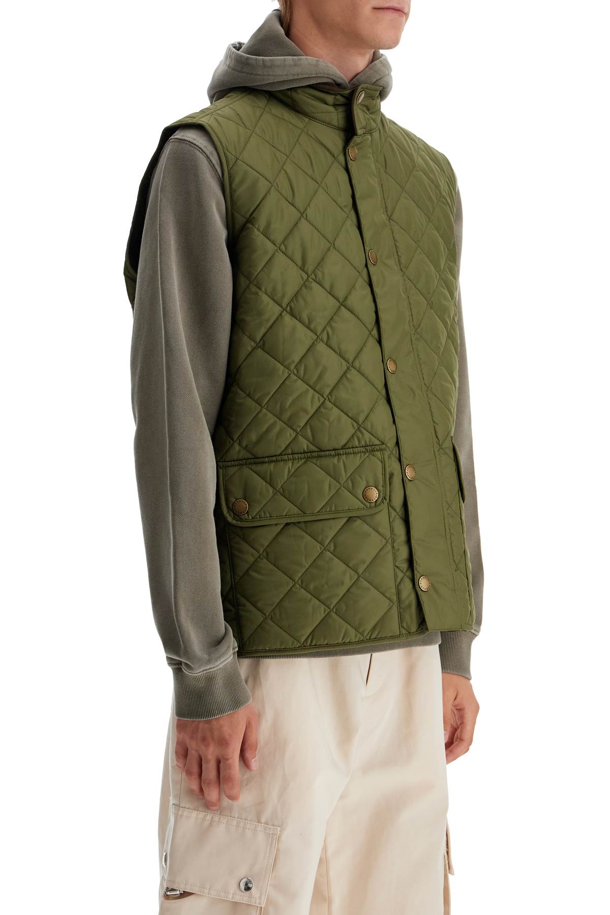 Shop Barbour Lowerdale Quilted Vest In Dark Moss (green)