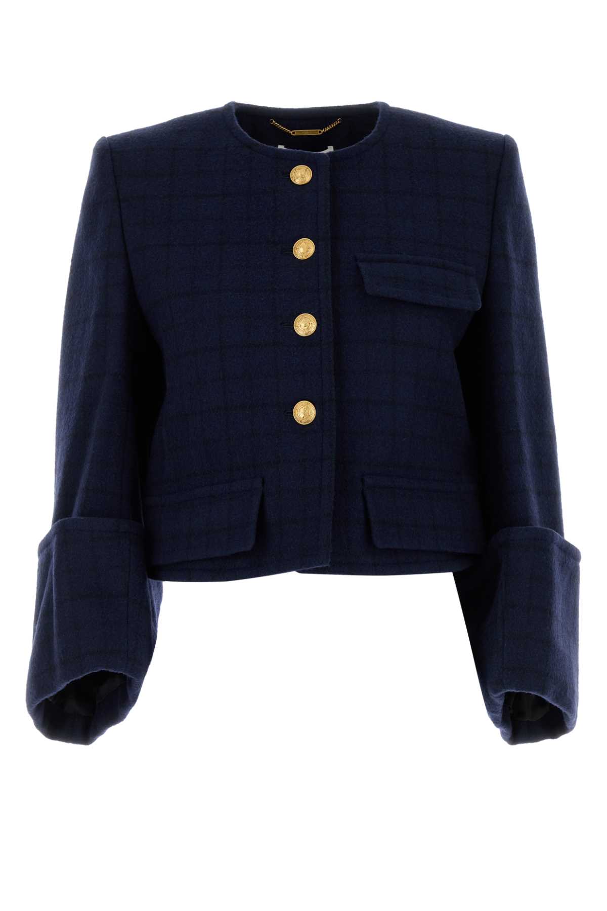 Chloé Printed Wool Blend Body Blazer In Purple