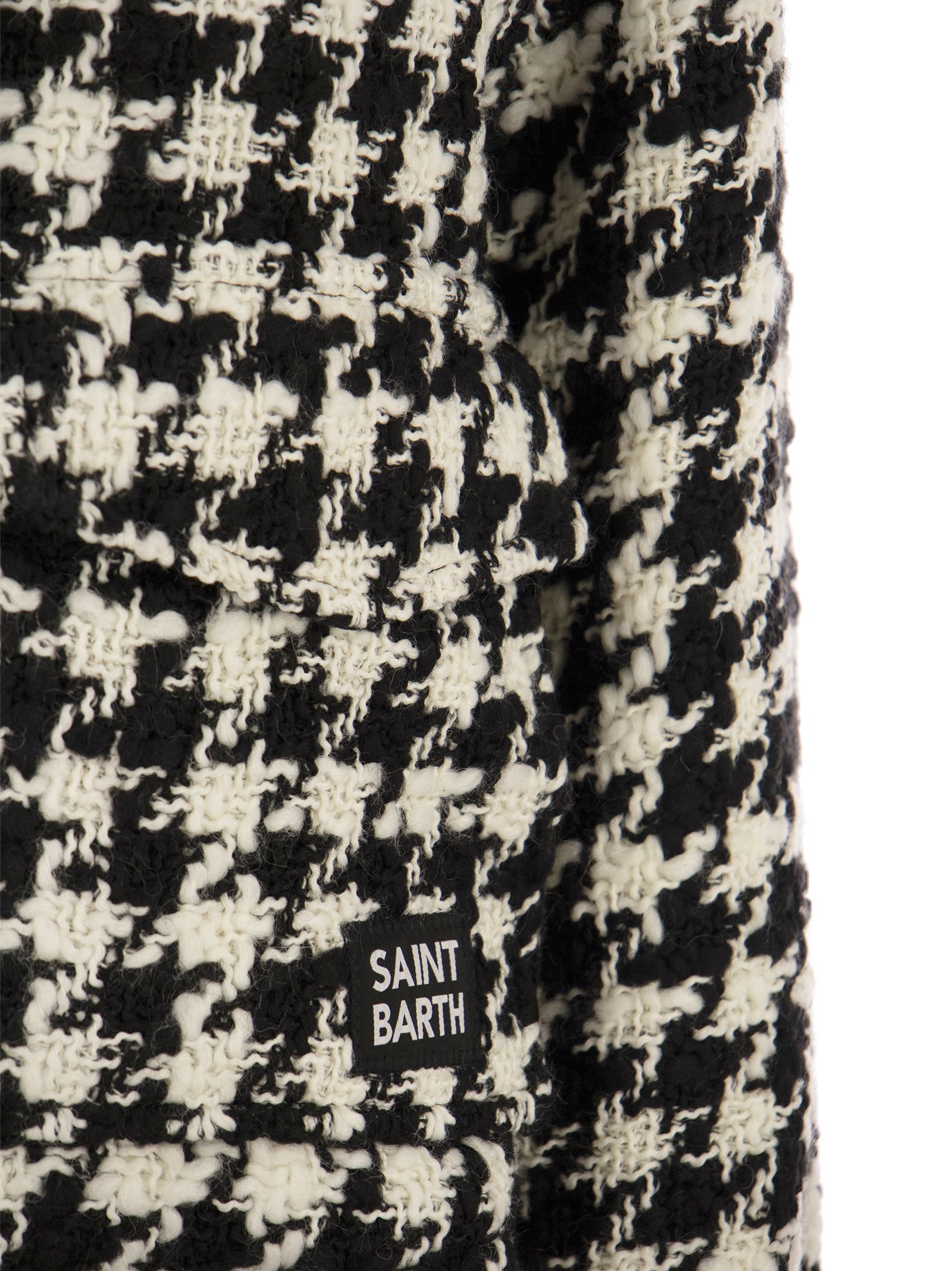 Shop Mc2 Saint Barth Womens Short Shirt With Pied De Poul Print In White/black