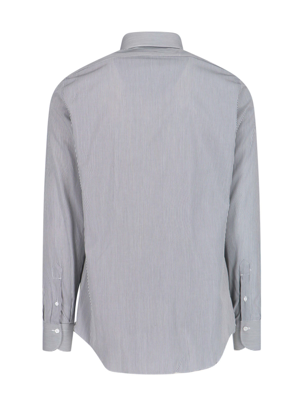 Shop Finamore Striped Shirt In Gray