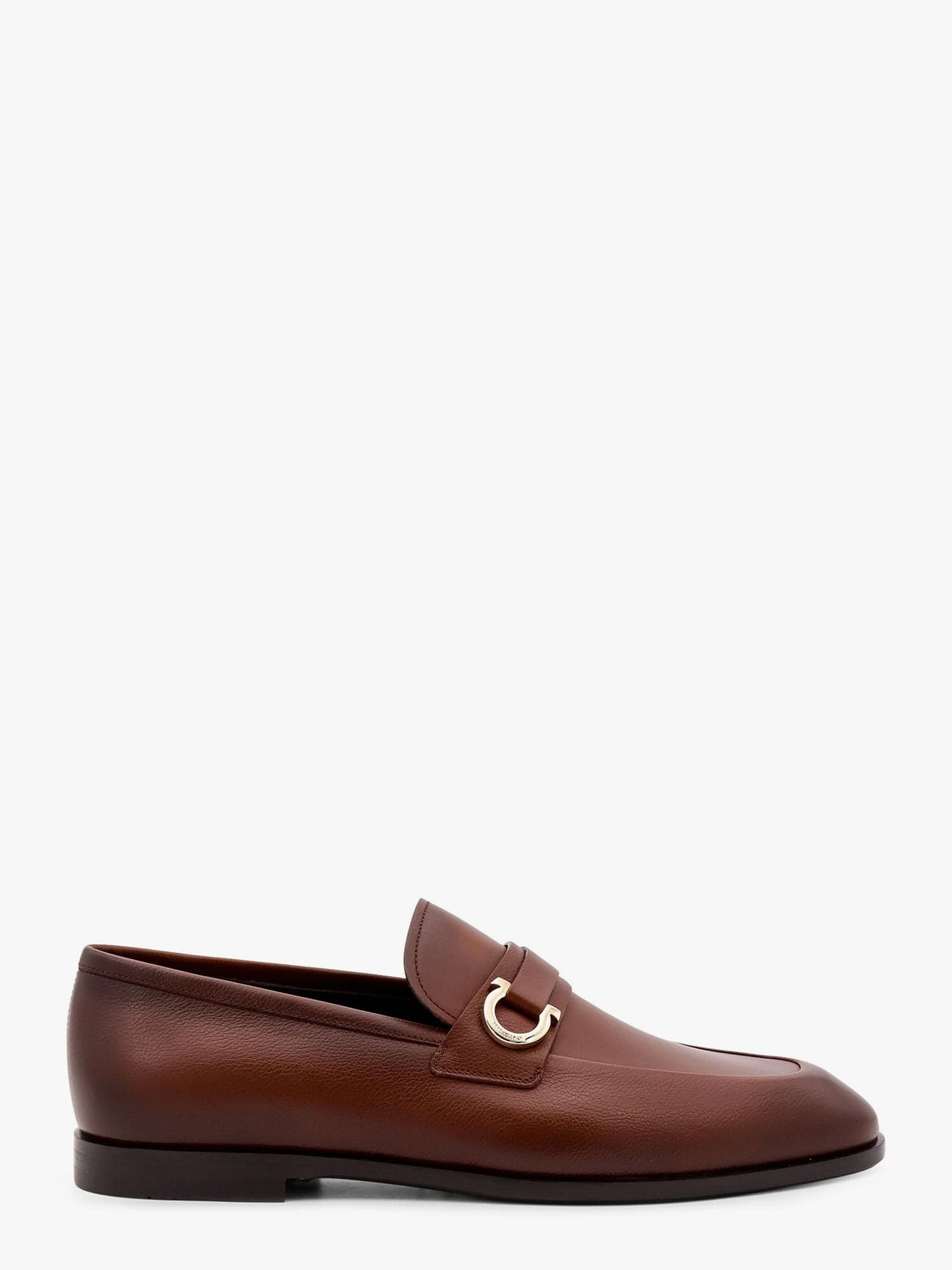 Ferragamo Florio Leather Loafer With Gancini Detail In Brown