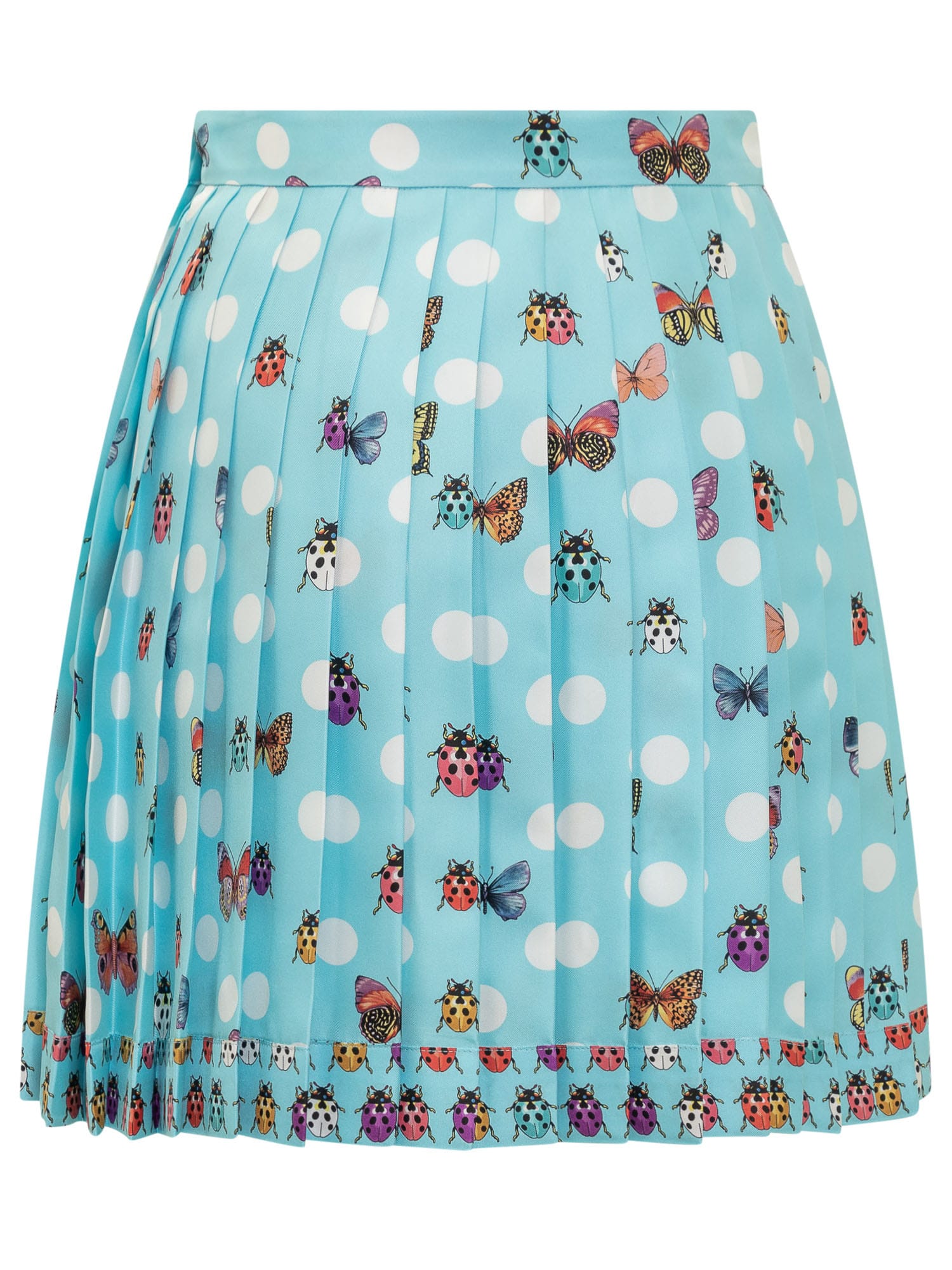 Versace Print Silk Twill Pleated Mini Skirt In Blue ModeSens