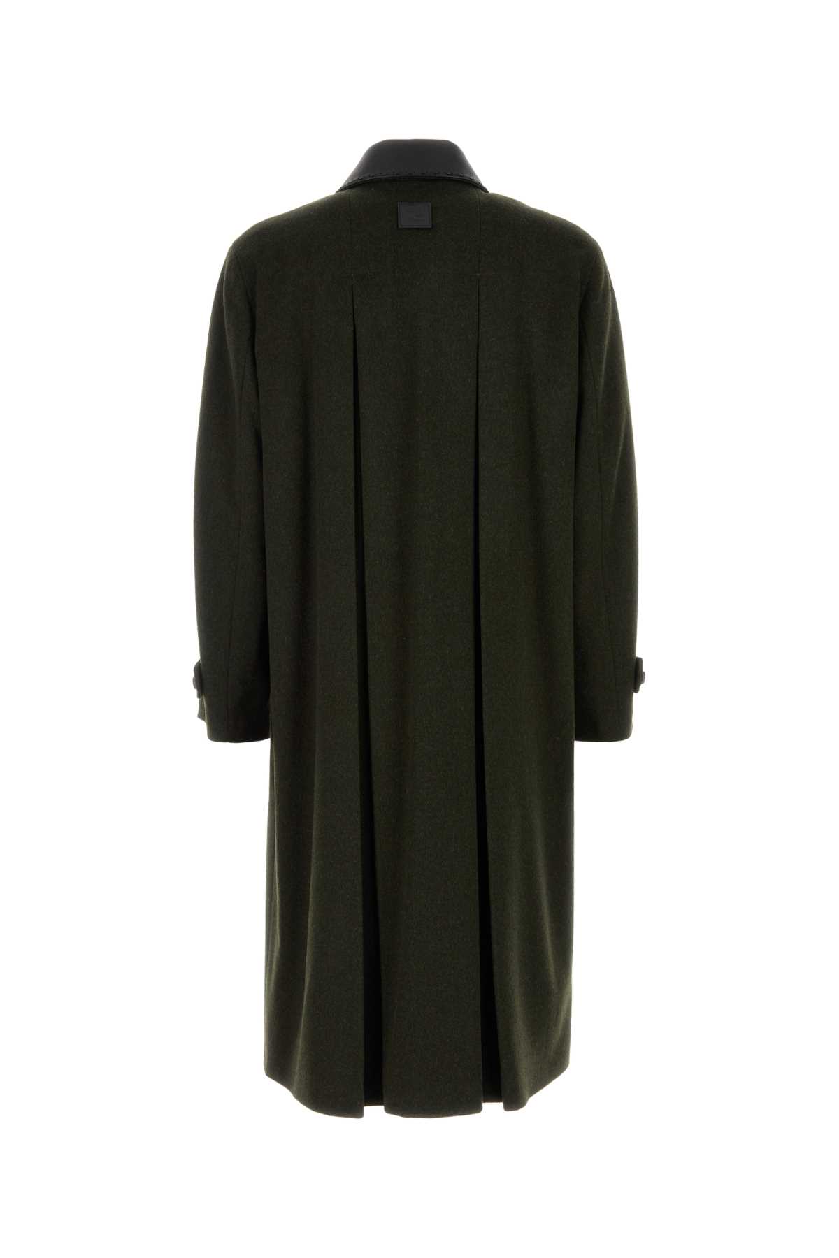 Shop Fendi Bottle Green Wool Blend Coat