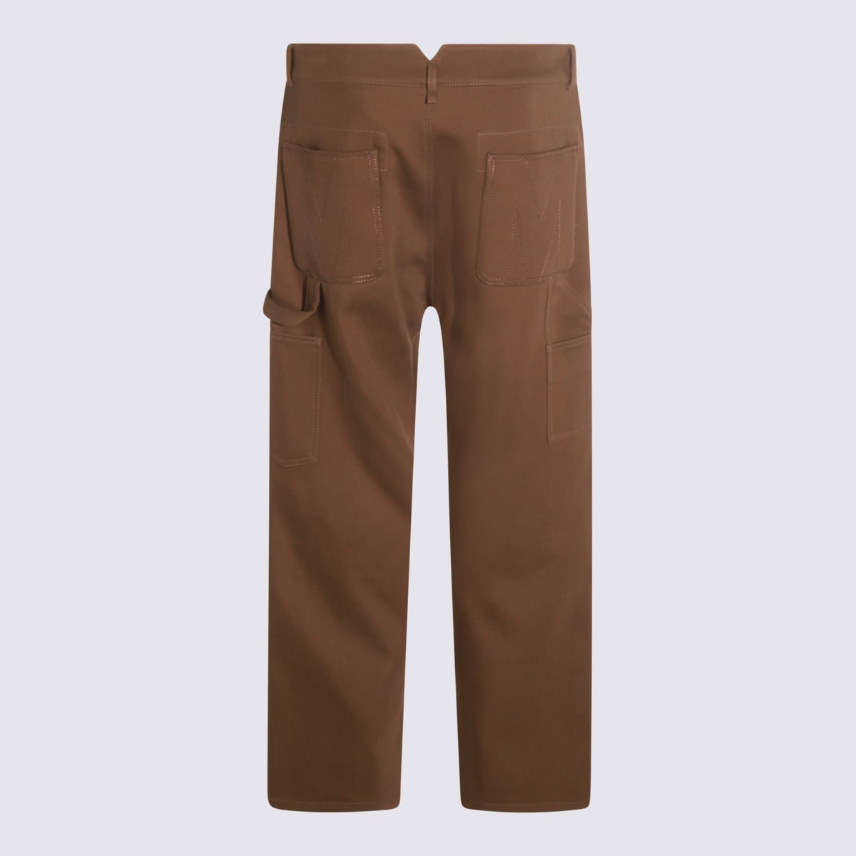 Moschino Straight-leg Tricot Pants With Utilitarian Details In Brown