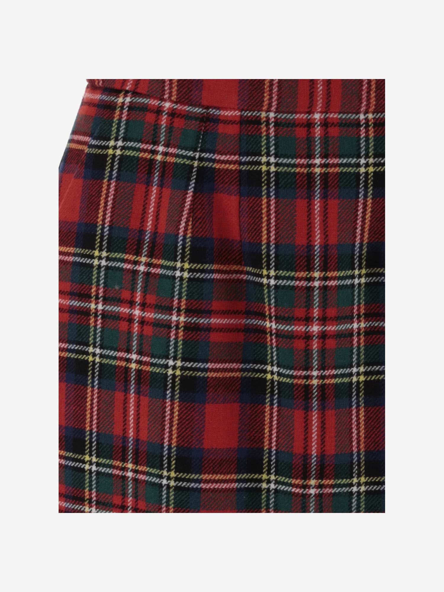 Shop Saint Laurent Wool Blend Skirt With Check Pattern In Multicolour