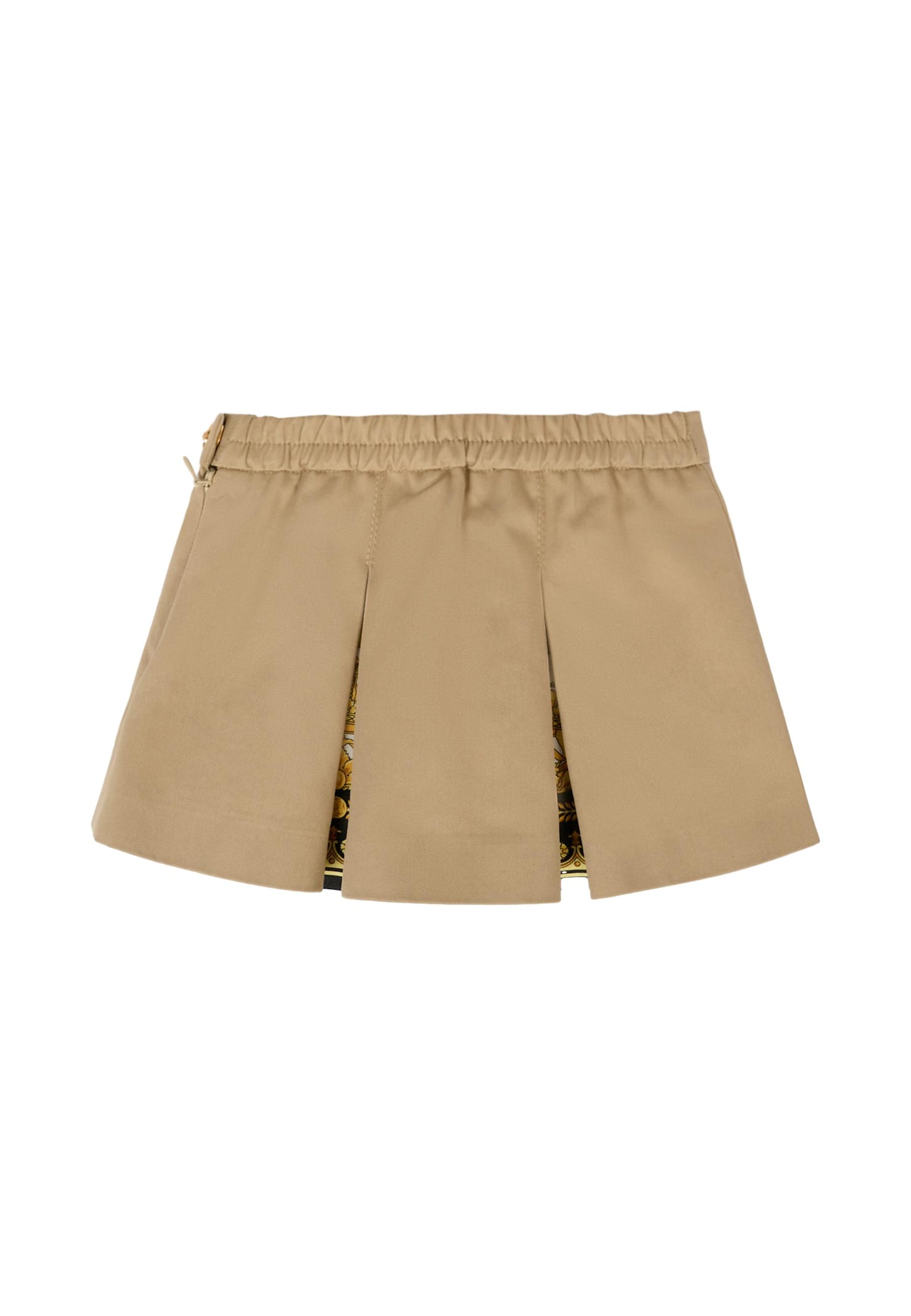 Versace Beige Skirt For Baby Girl With Barocco Print In Brown