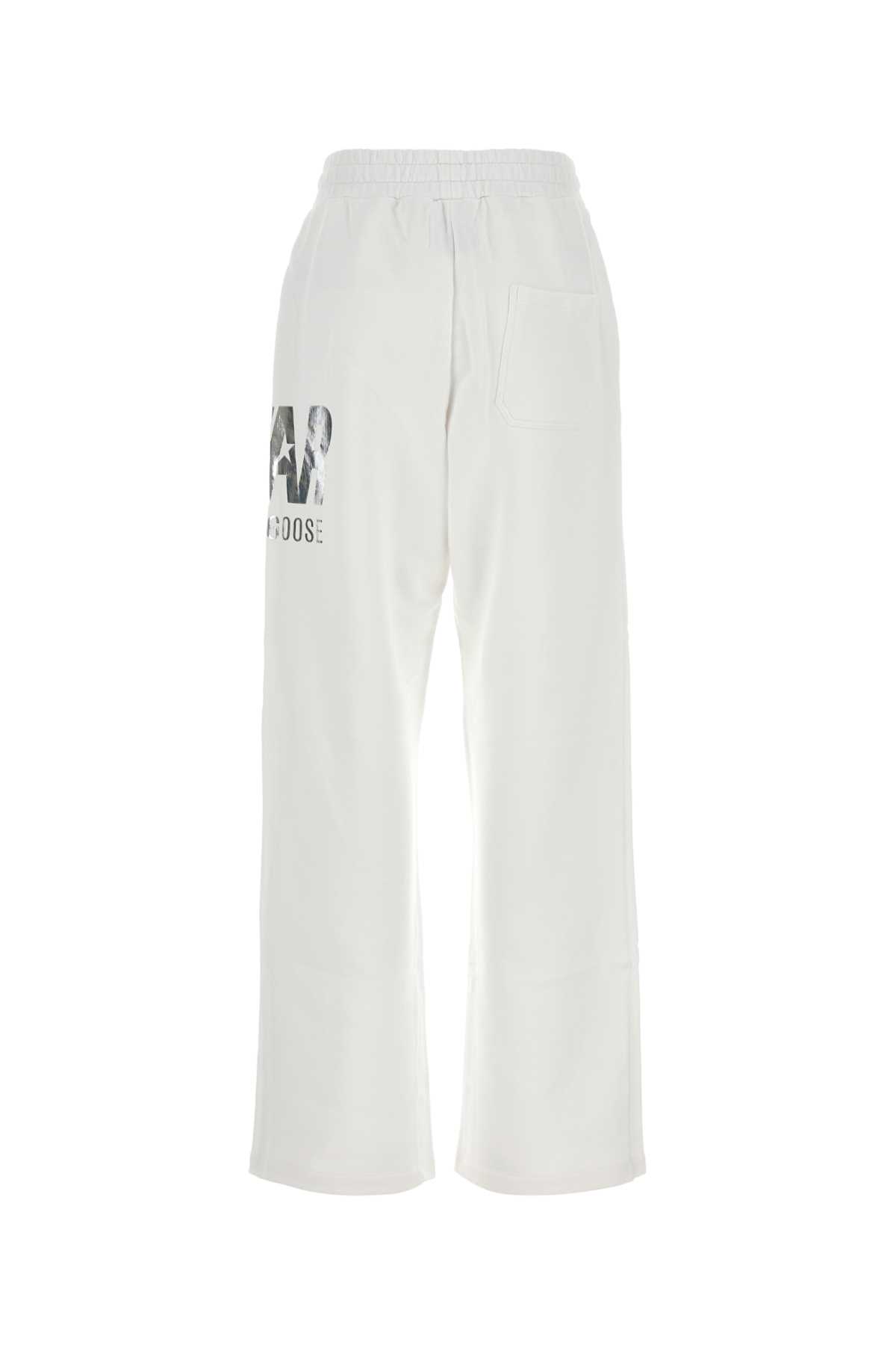 Golden Goose Relaxed Fit White Trousers With Bold Graphic Print In White
