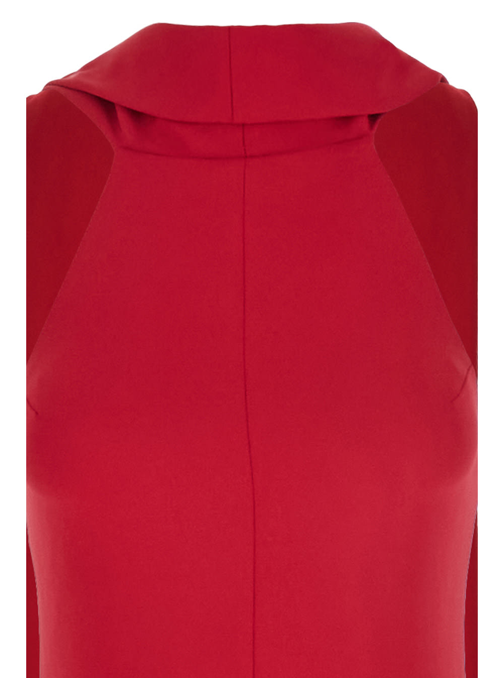 Solace London Emerson Red Sleeveless Long Dress With Halterneck And Attatched Scarf On The Rear In Viscose Stretch In Red
