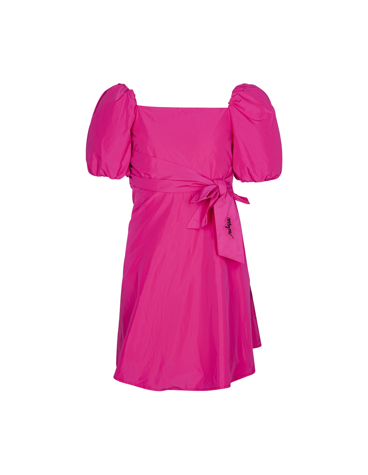 Msgm Kids' Fuchsia Poplin Dress With Bowknot In Pink