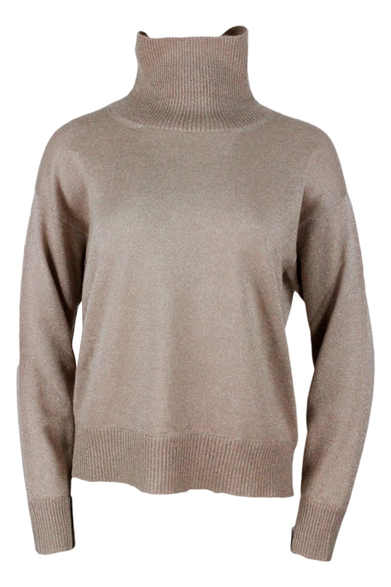Fabiana Filippi Turtleneck Sweater In Cashmere Wool And Silk With Lurex
