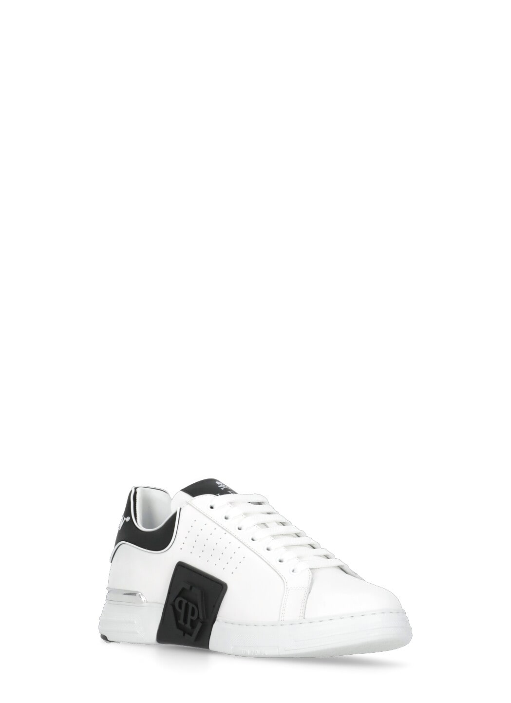 Philipp Plein Nappa Leather Sneakers Low Top Hexagon In White