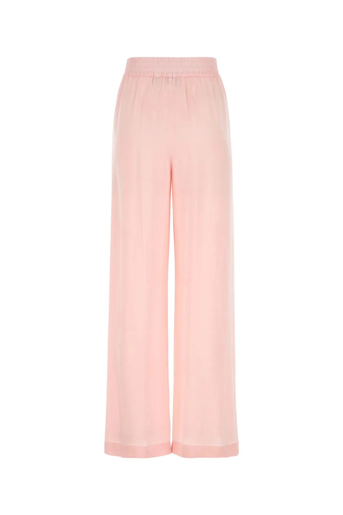 Burberry Ekd Silk Jacquard Wide-leg Trousers In Pink