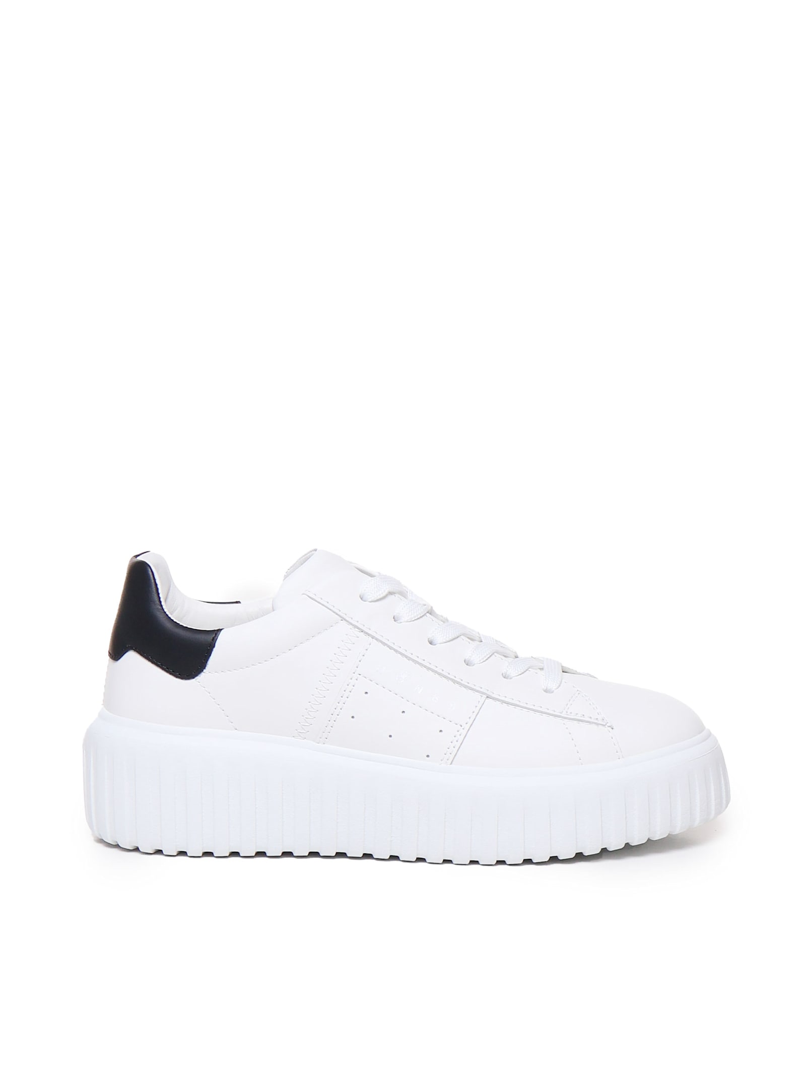 Shop Hogan Sneakers H-stripes In Calfskin In White, Black