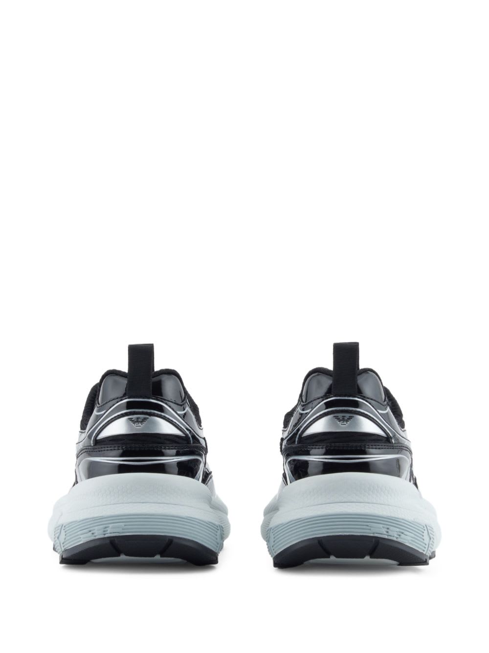 Emporio Armani Mesh Sneakers With Laminated Details And Signature Logo In Multi