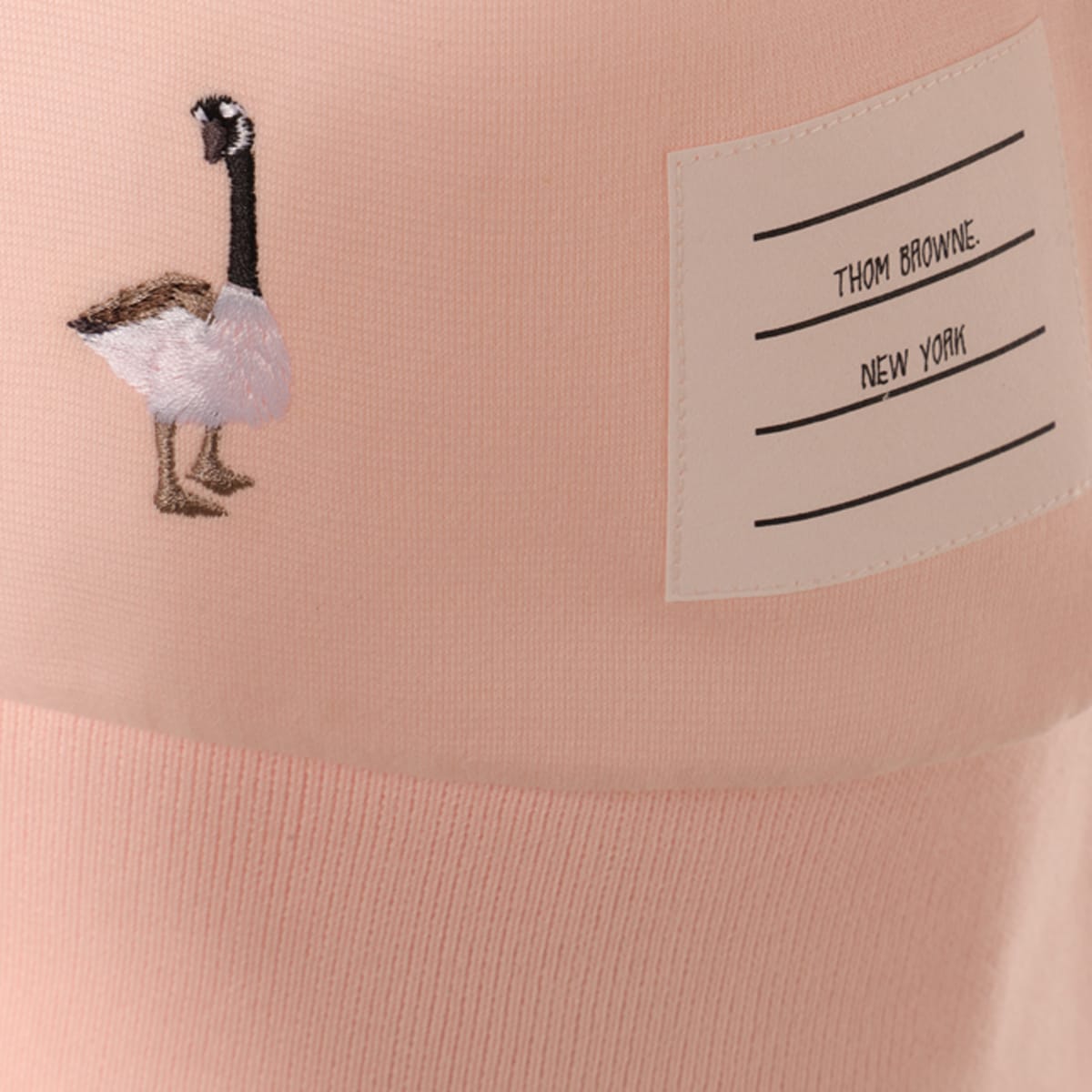 Thom Browne Embroidered Geese Short Sleeve Sweatshirt In Pink