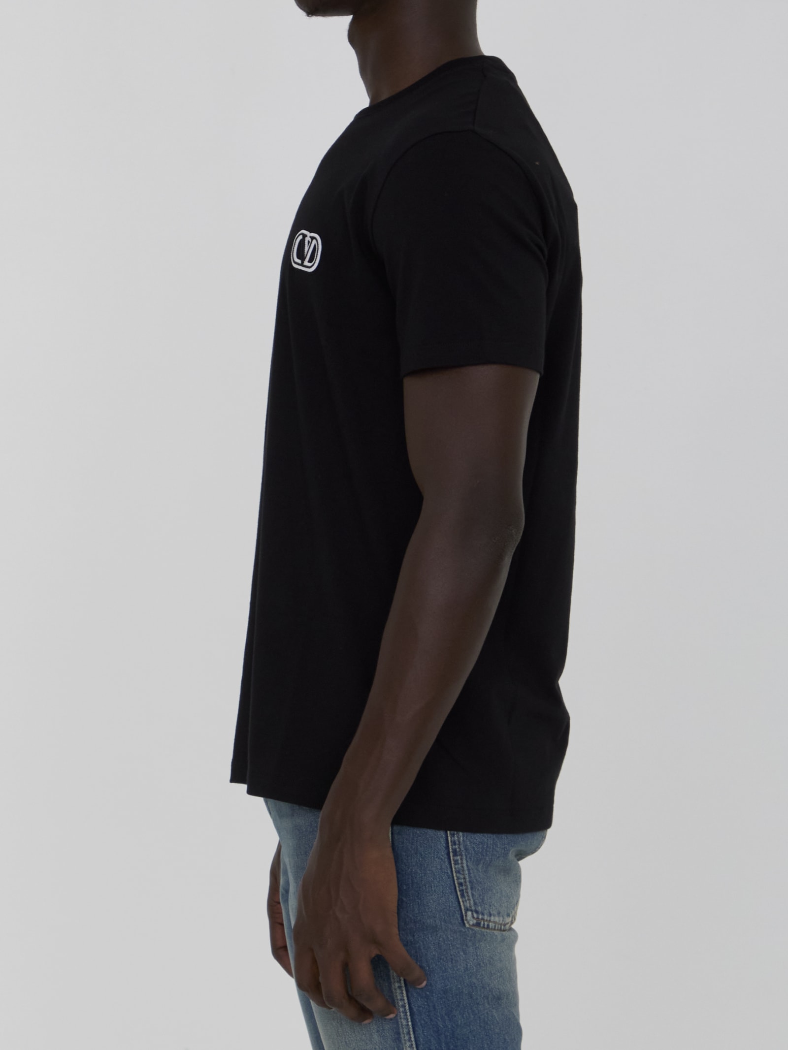 Shop Valentino T-shirt With Vlogo Signature Patch In Black