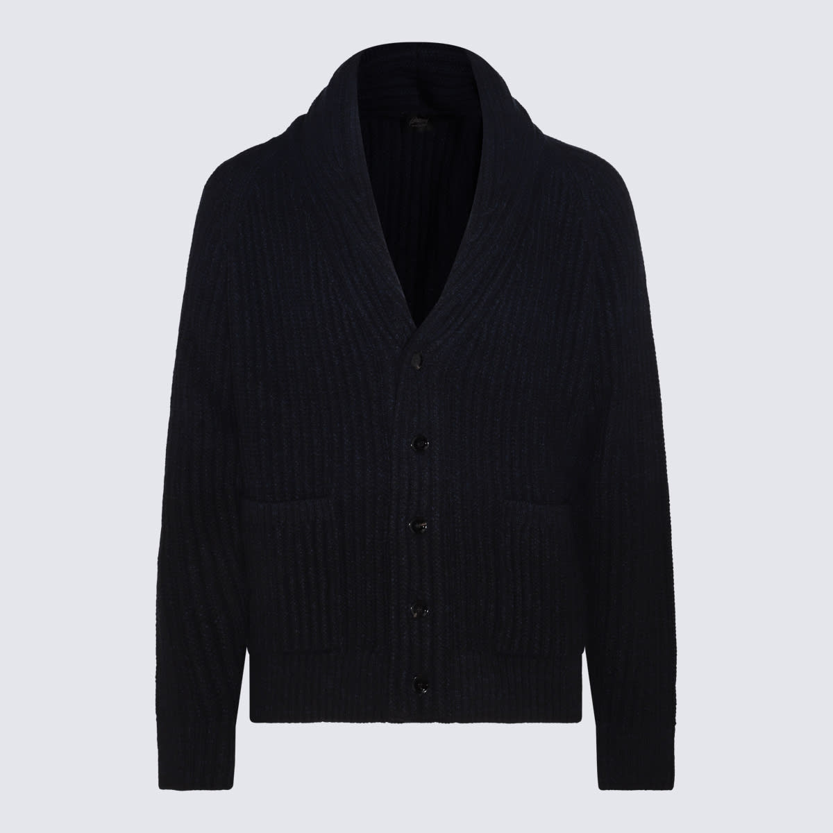 Brioni Navy Wool And Cashmere Blend Sweater In Blue