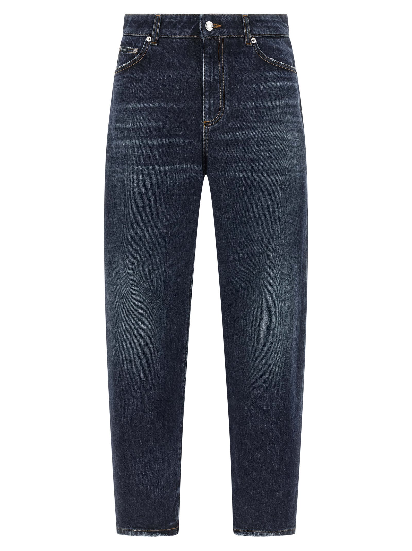 Dolce & Gabbana High-waisted 5-pocket Jeans Faded Effect In Blue