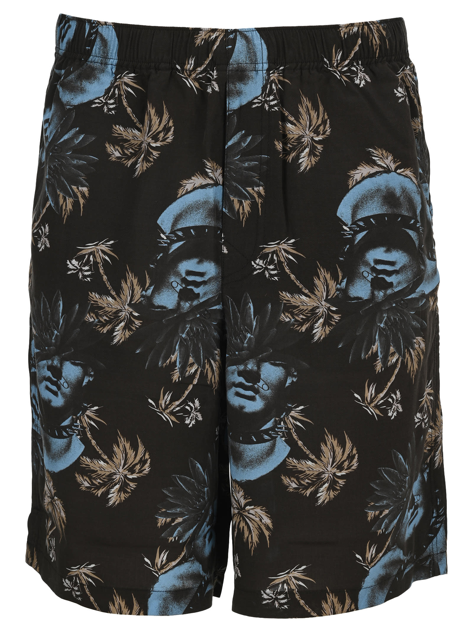 UNDERCOVER UNDERCOVER ROSE-PRINT BERMUDA SHORTS,UC1A4508-1RAYONBLACK