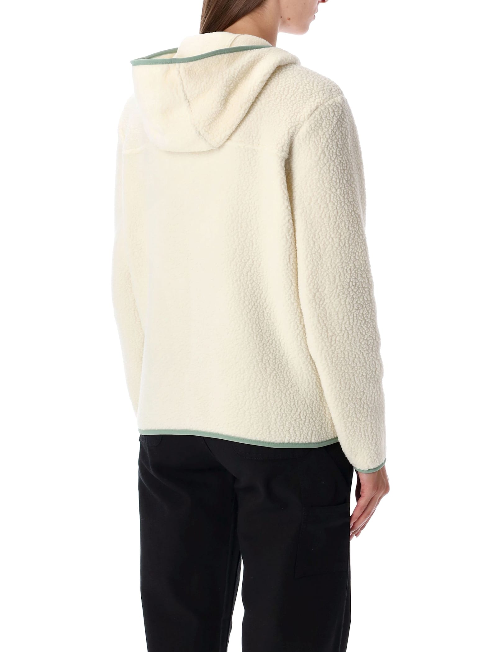 Patagonia Textured Fleece Jacket With Hood And Zip Pockets In White