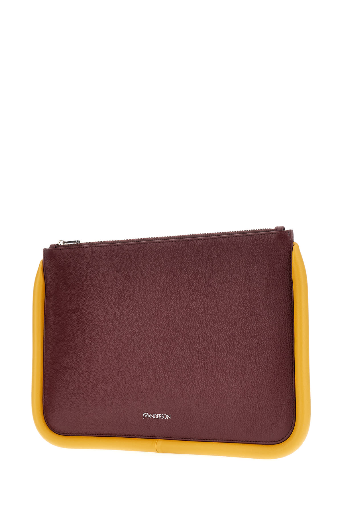 Shop Jw Anderson Burgundy Leather Large Bumper-tube Clutch In 470