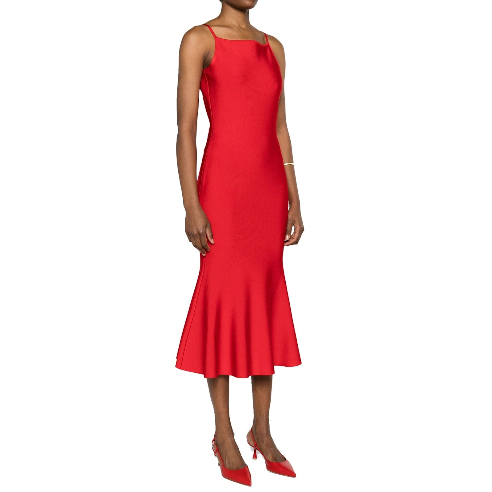 Shop Alexander Mcqueen Flared Knit Dress In Red