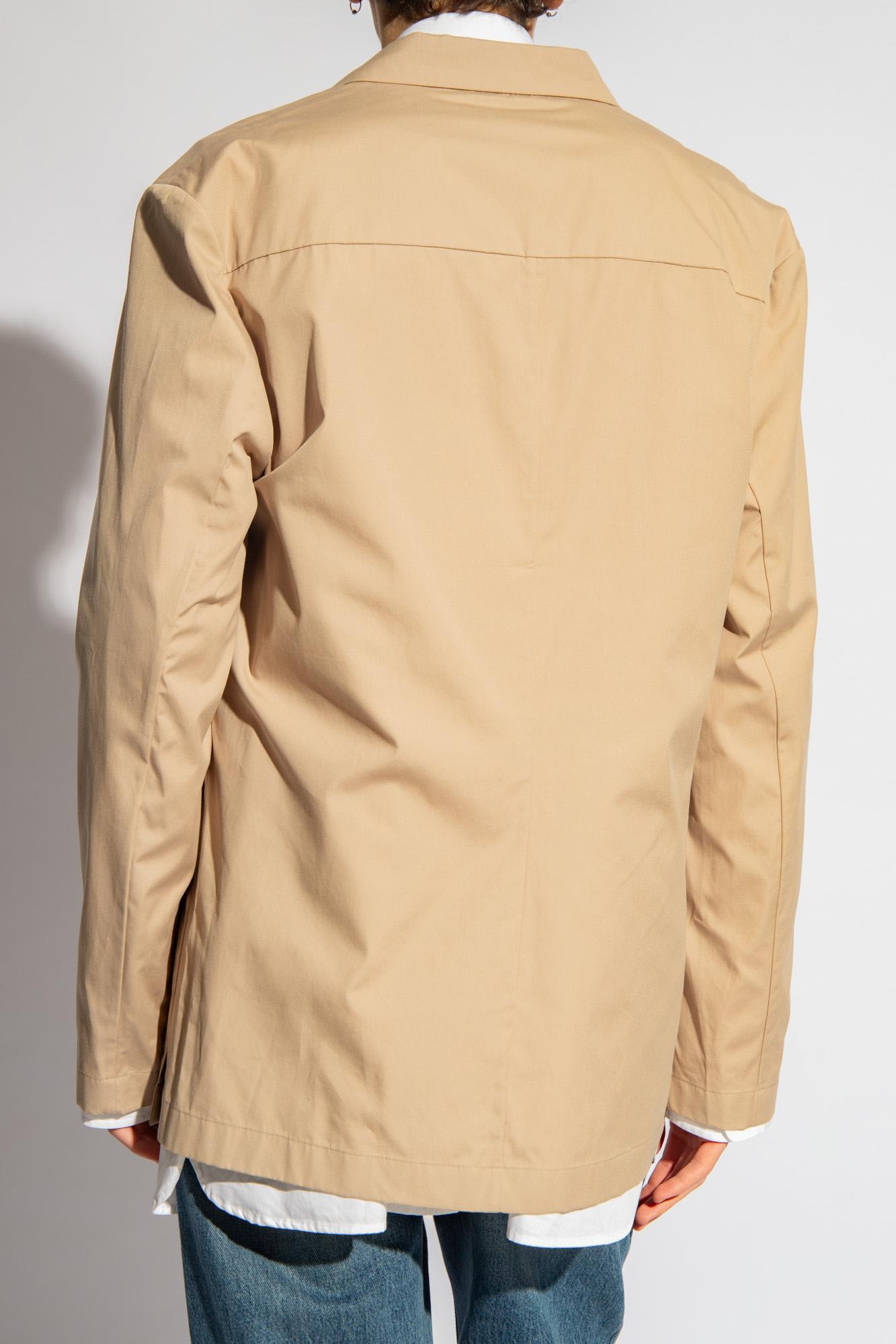 Shop Dries Van Noten Double-breasted Blazer In Beige