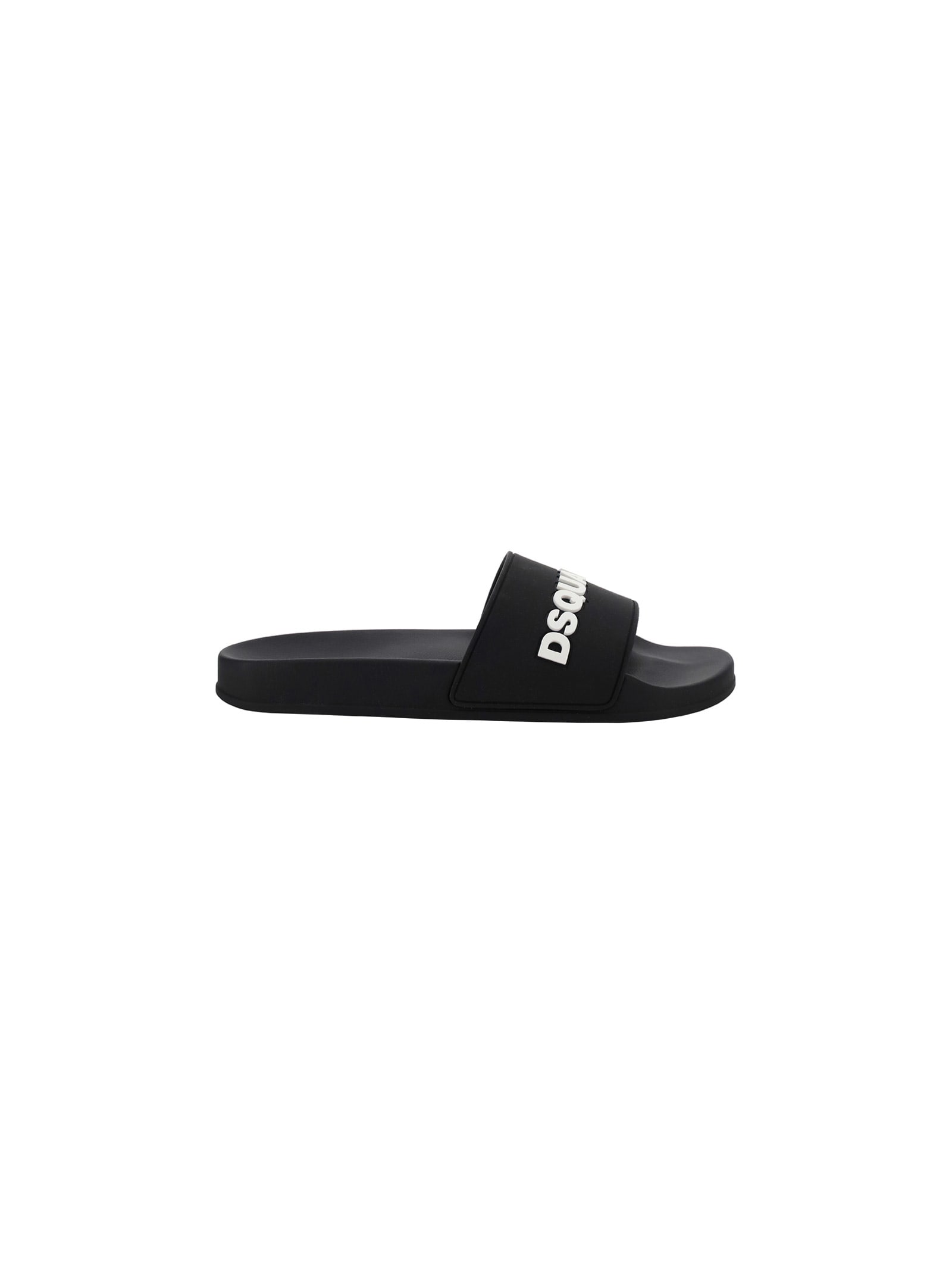 Shop Dsquared2 Slide Sandals In Nero