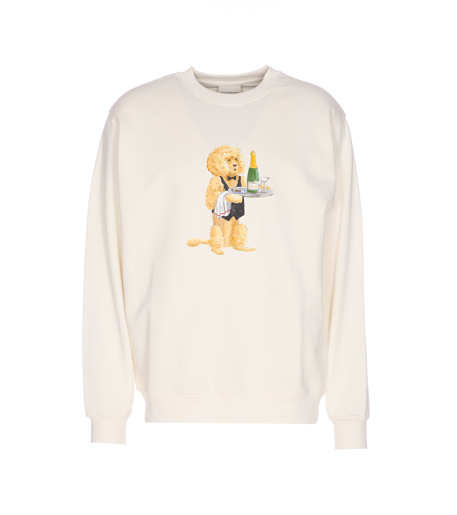 Drôle De Monsieur Crewneck Sweatshirt With Bold Logo Detail In Neutral