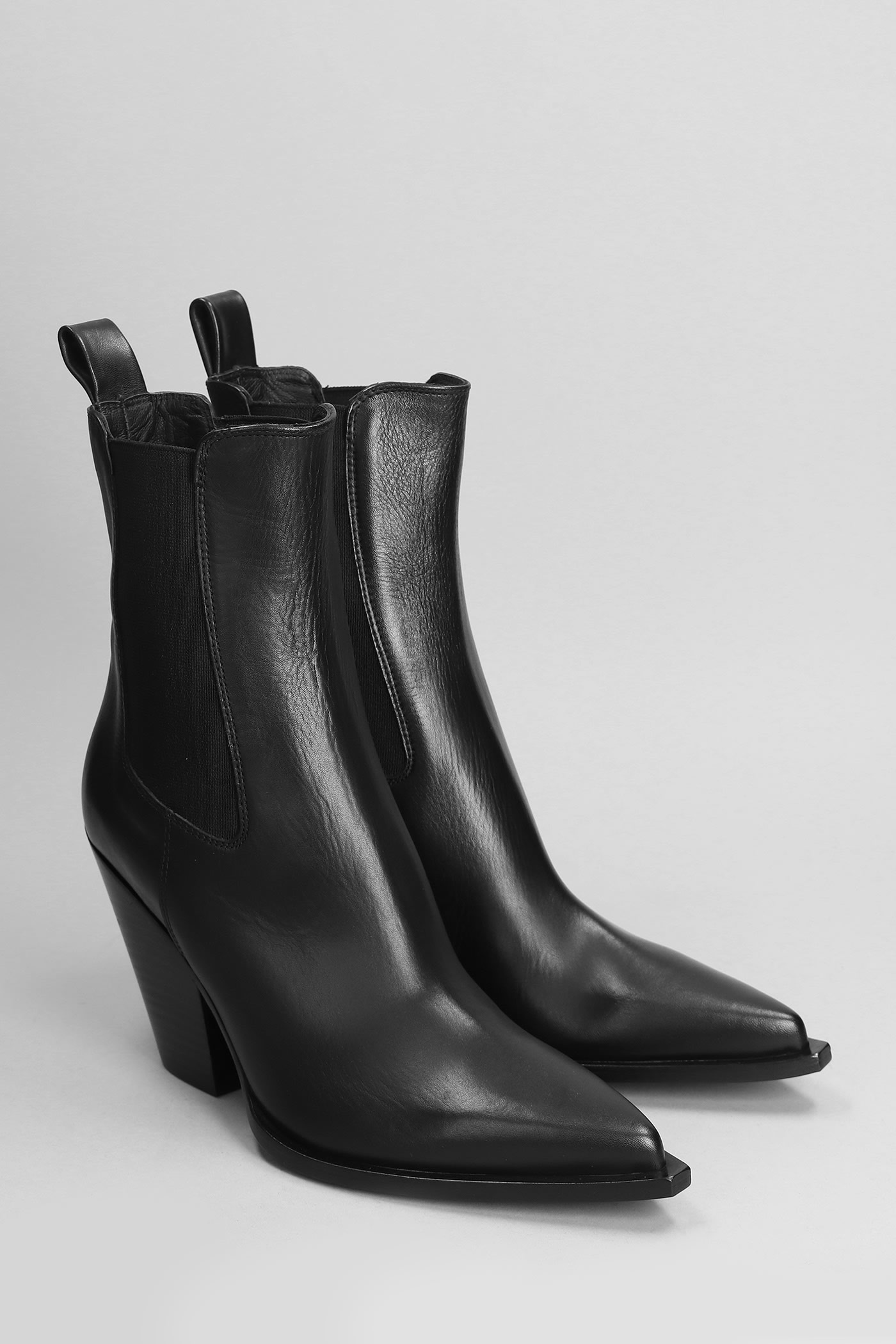 Shop Elena Iachi Texan Ankle Boots In Black Leather