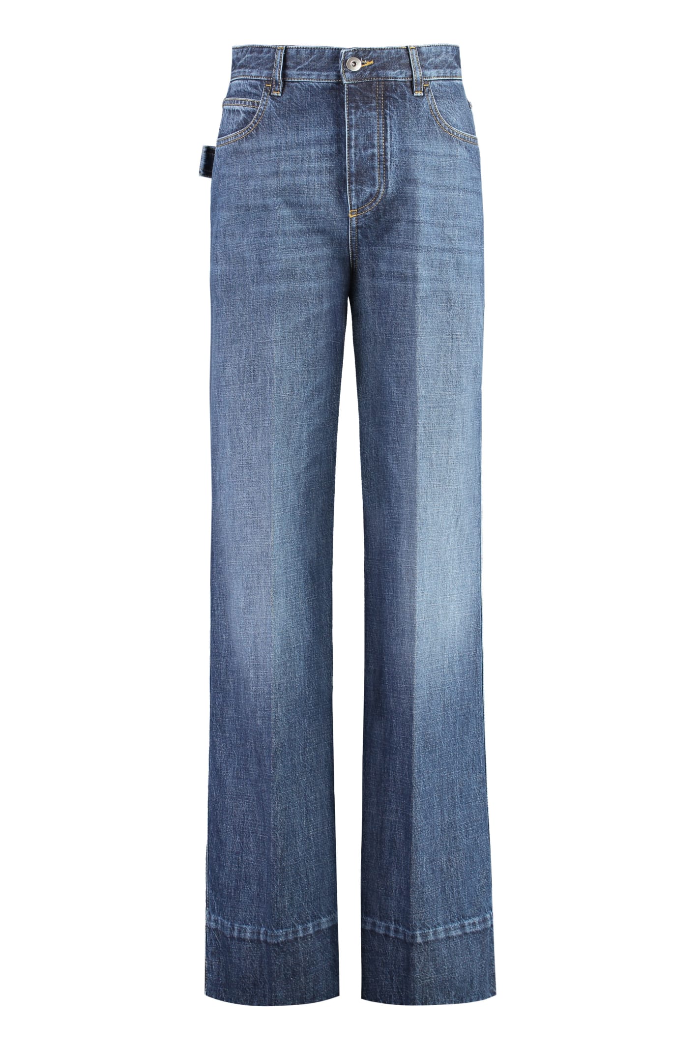 Shop Bottega Veneta Wide-leg Jeans In Mid Blue
