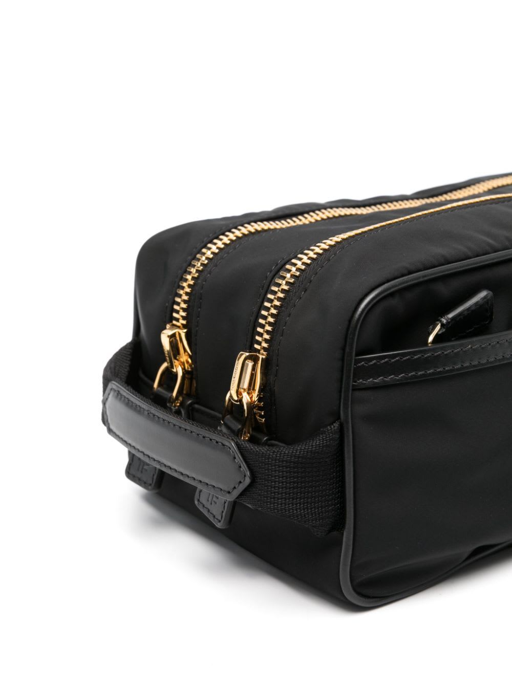 Shop Tom Ford Recycled Nylon Double Zip Toiletry In Black