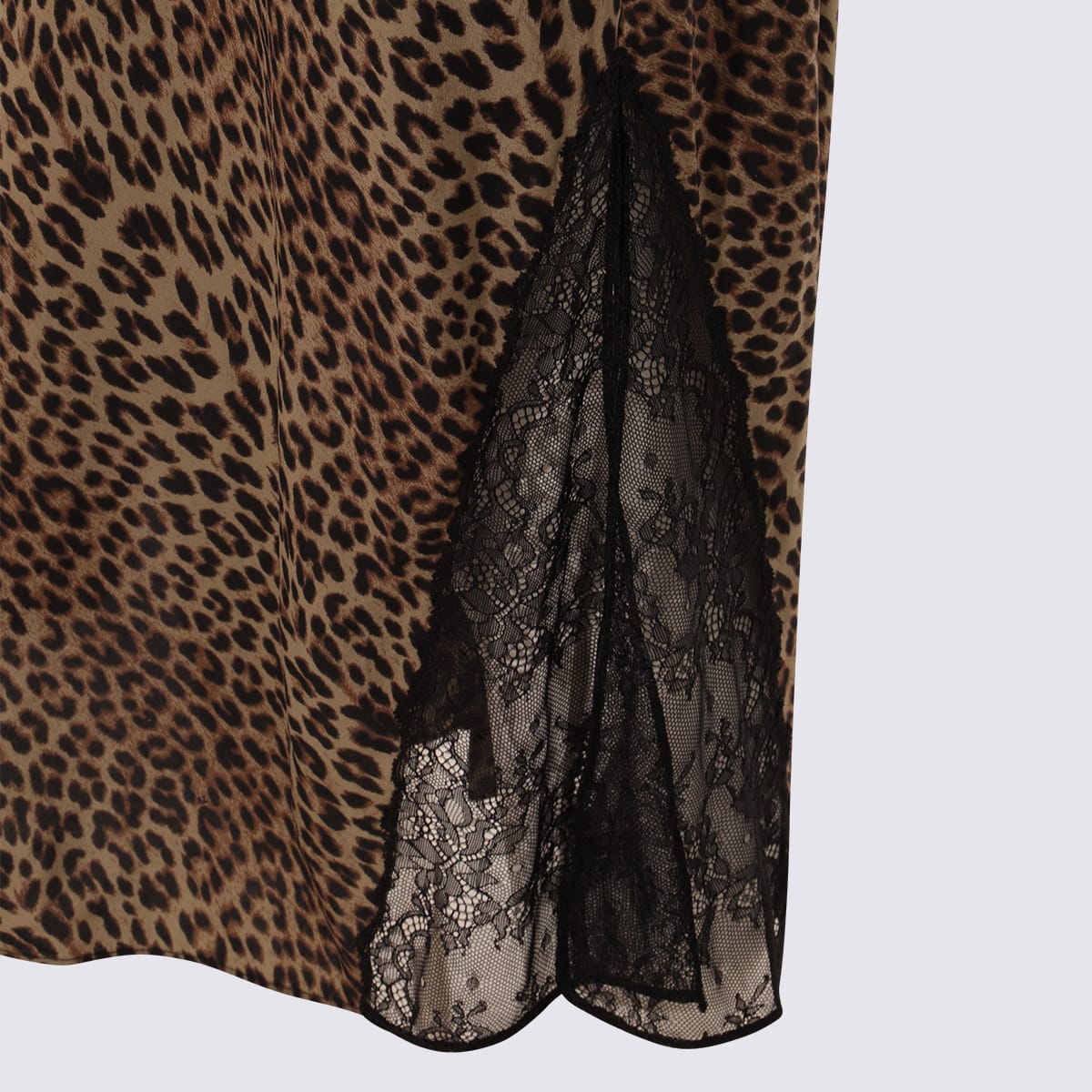 Zadig & Voltaire Leopard-print Lace-insert Straight Skirt In Green