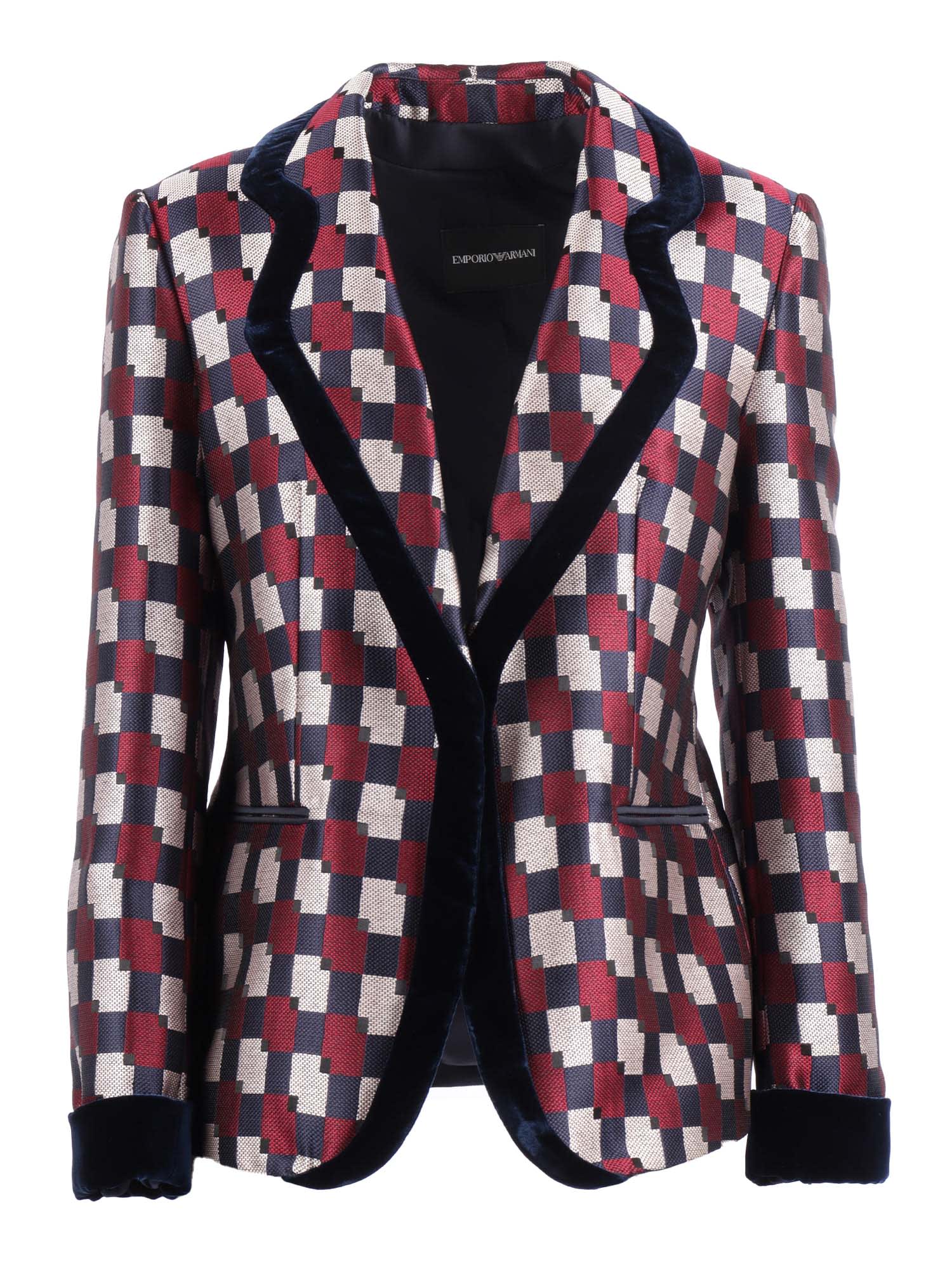 Emporio Armani Pattern-printed Single-breasted Blazer In Multi