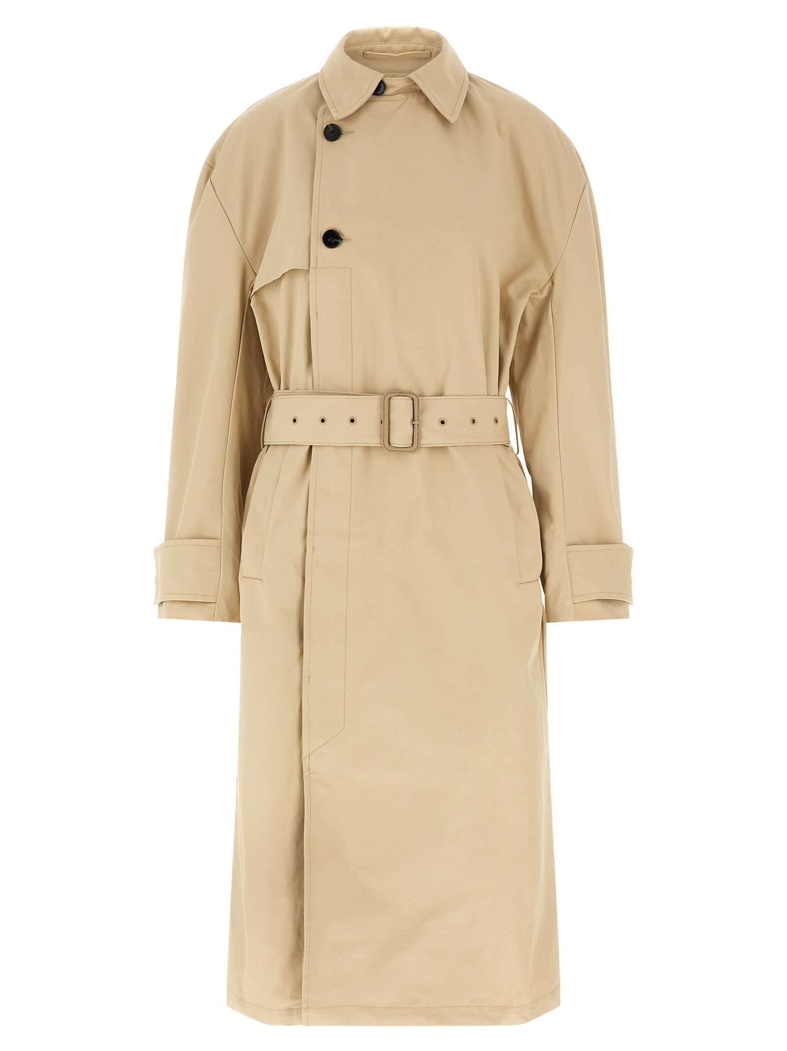 Entire Studios Button Closure Cotton Canvas Trench Coat In Brown